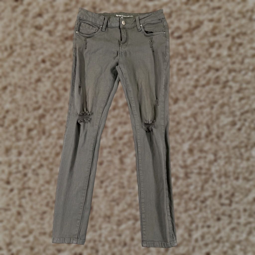 Denime VINTAGE IRIS Women’s Jeans Pants 9 Gray Denim Ankle Skinny Distressed Cotton 90s Retro Size 30" / US 8 / IT 44 - 1 Thumbnail
