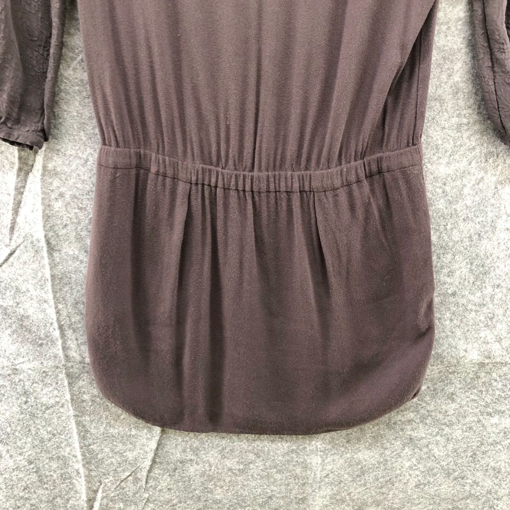 Vintage Comptoir des Cotonniers Brown Silk Blend Mini Dress Tunic A Line XS Dress Womens 3/4 Sleeve V-Neck Solid Spring Summer Size XS / US 0-2 / IT 36-38 - 4 Thumbnail