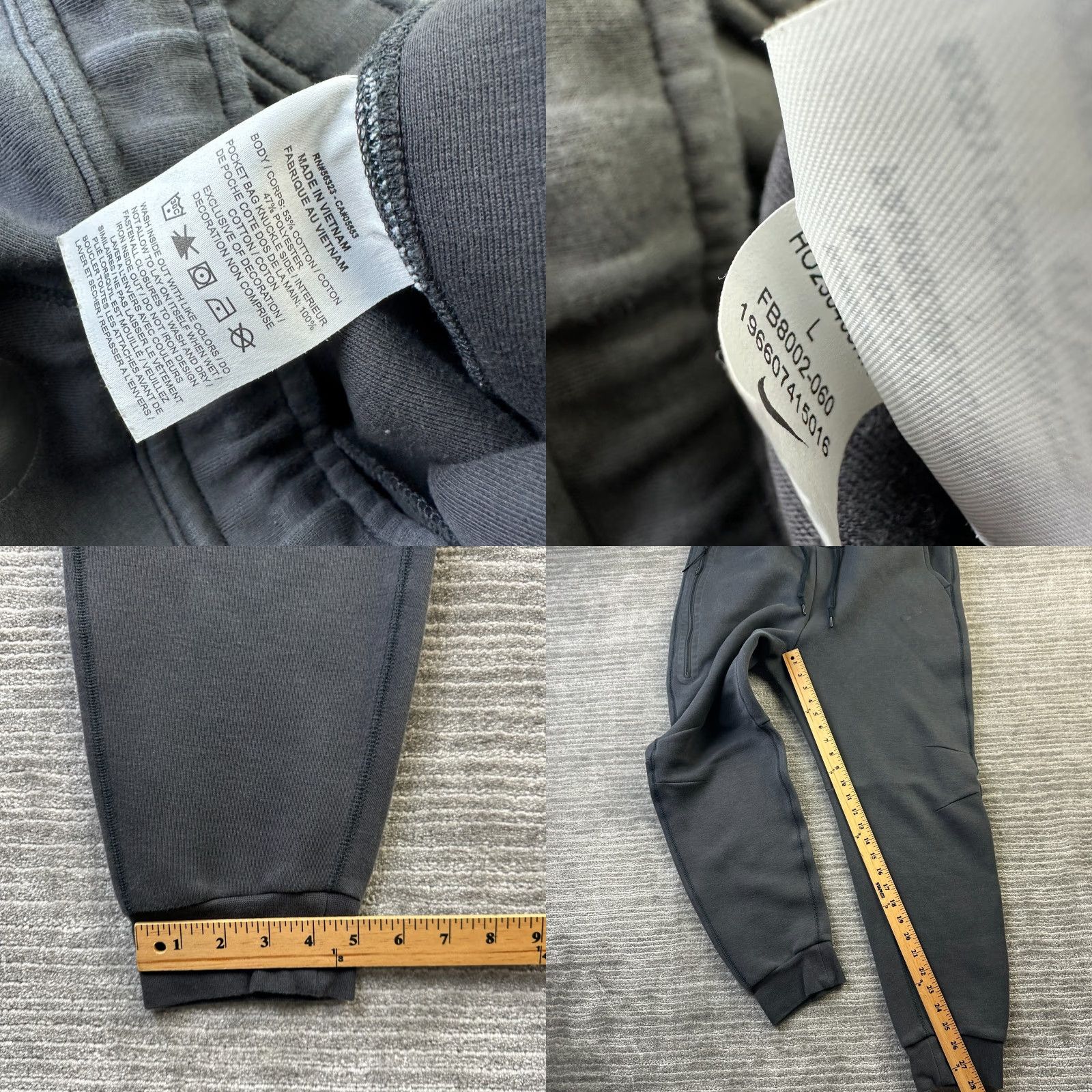 Nike Nike Tech Fleece Pants Mens Large Black Jogger Sweatpants Slim Tapered Pockets Adjustable Waist 32in Inseam 28in Size US 33 - 8 Thumbnail