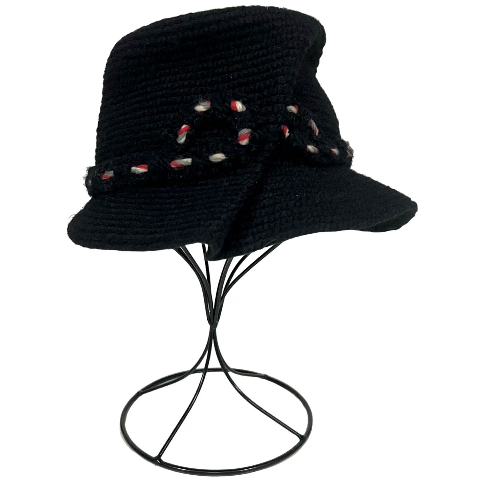 Roper VINTAGE Everitt Needlepoint Hat Fascinator Cloche Black Rope Band Womens One Size Adult? Size ONE SIZE - 2 Thumbnail