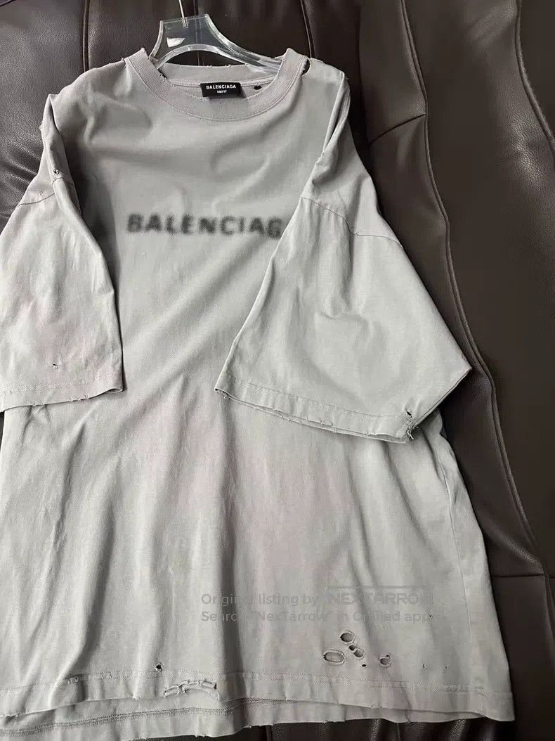Balenciaga Gray Hole Short-sleeve Size S