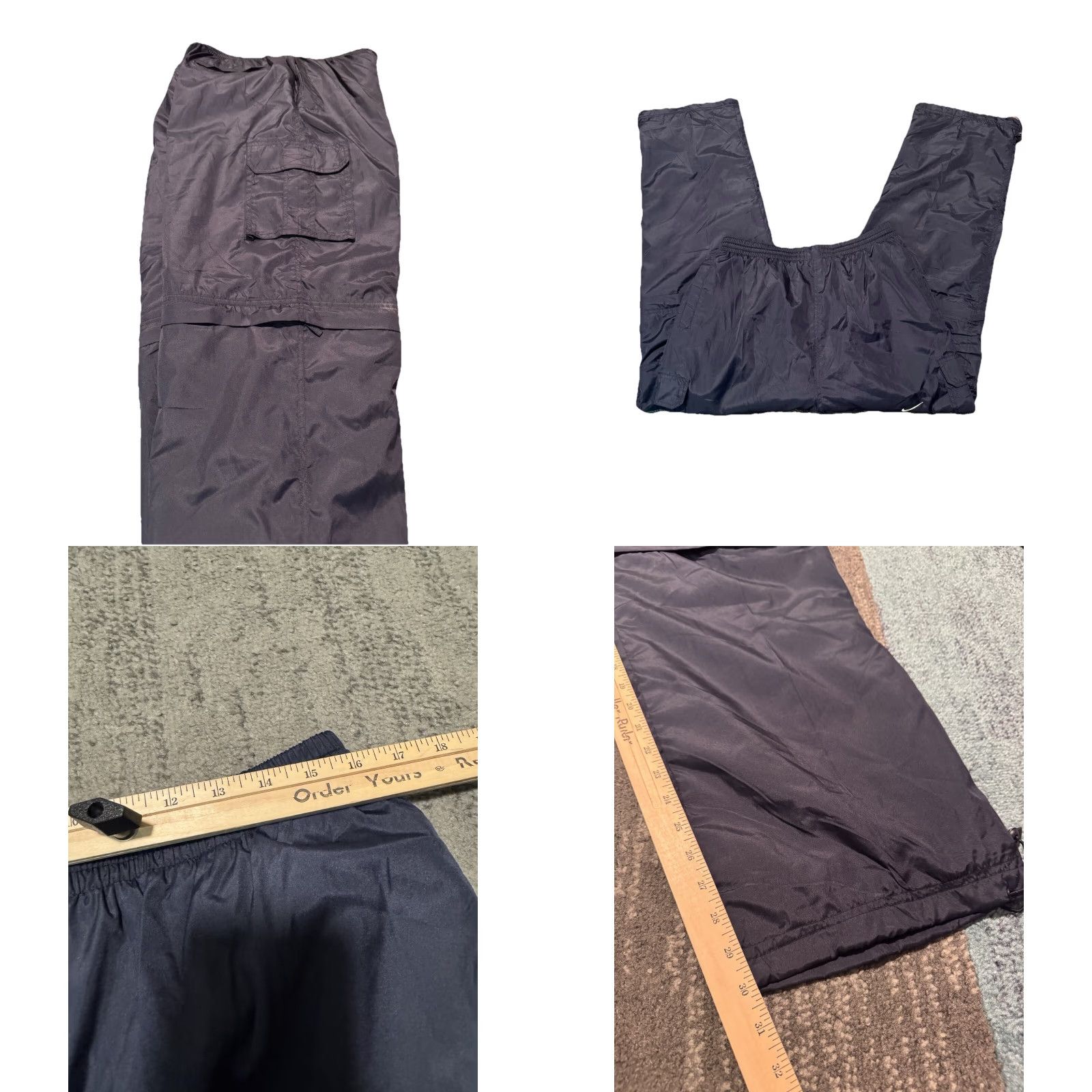 Nike VINTAGE Nike Mens Black Cargo Pants/Shorts Windbreaker 90s Baggy L/XL Wind Pants Size US 33 - 8 Thumbnail