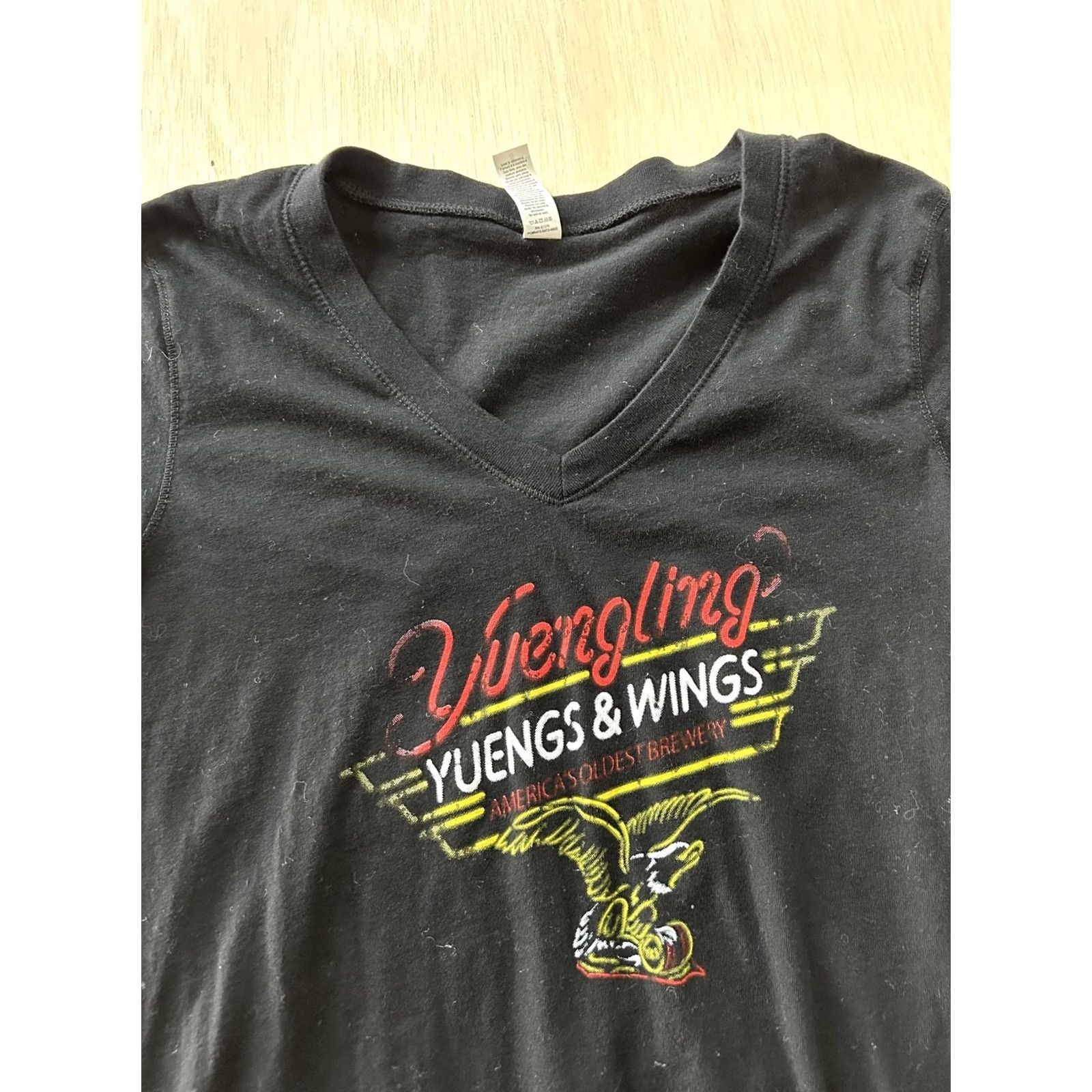Bell Bella Shirt Womens Small Black Yuengling Beer V Neck Graphic Tee Top Eagle Mens Women Girls Size S / US 4 / IT 40 - 2 Thumbnail