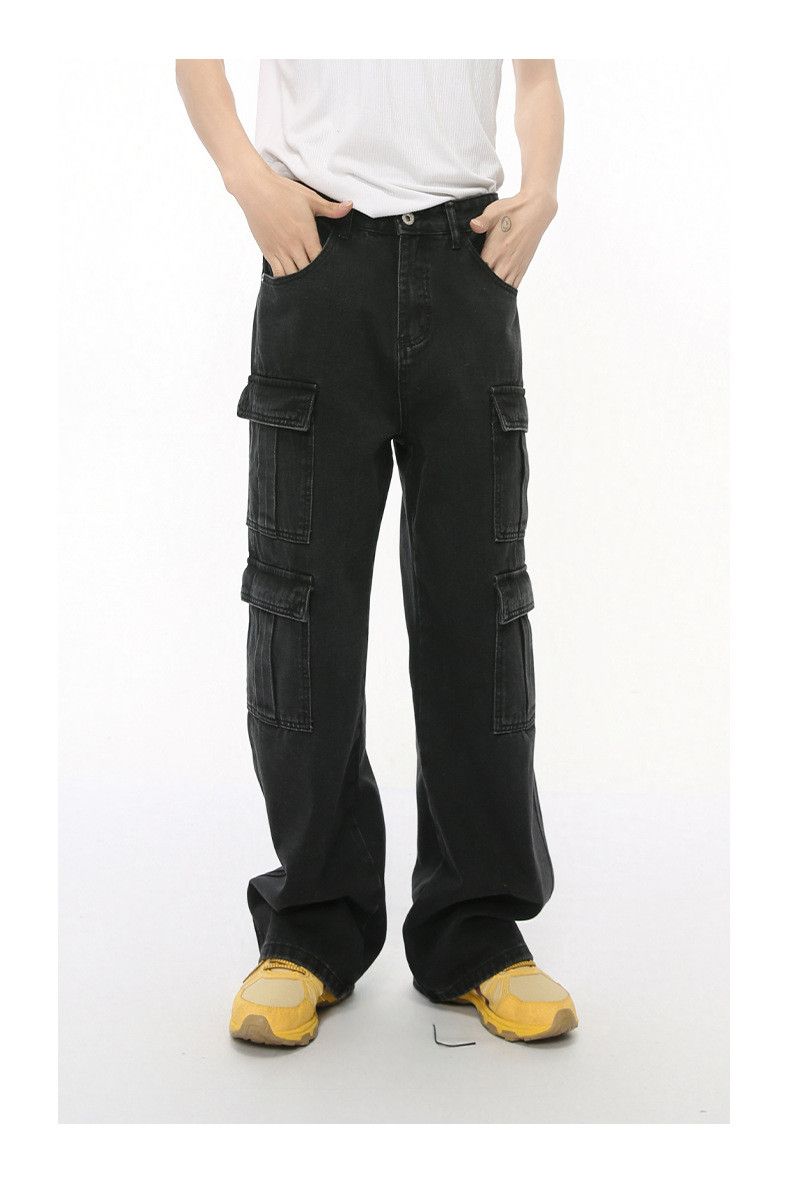 Japanese Brand × Jean Street retro straight multi-pocket wide-leg cargo jeans Size US 32 / EU 48 - 2 Thumbnail