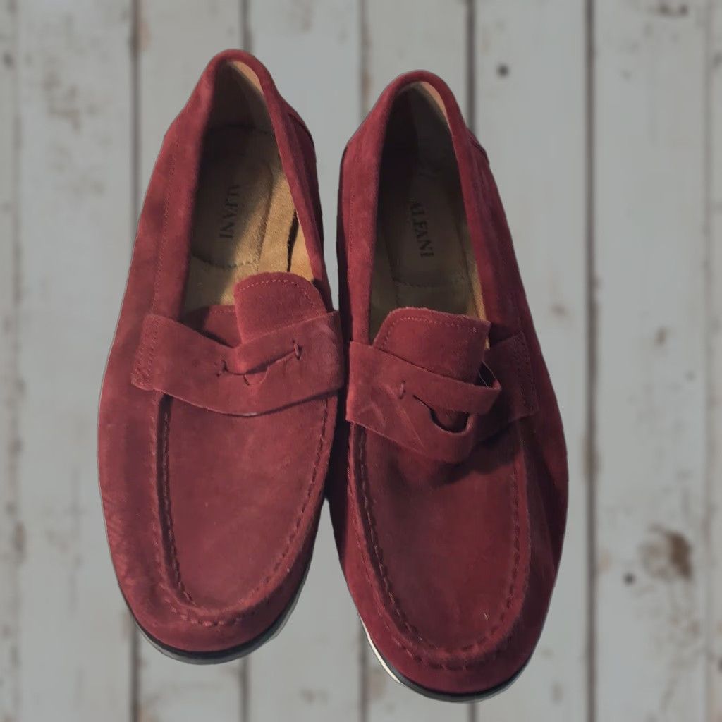 Alfani Alfani Sawyer Mens Red Suede Penny Loafers Size 9M Casual Slip-On Shoes Size US 9 / EU 42 - 1 Thumbnail
