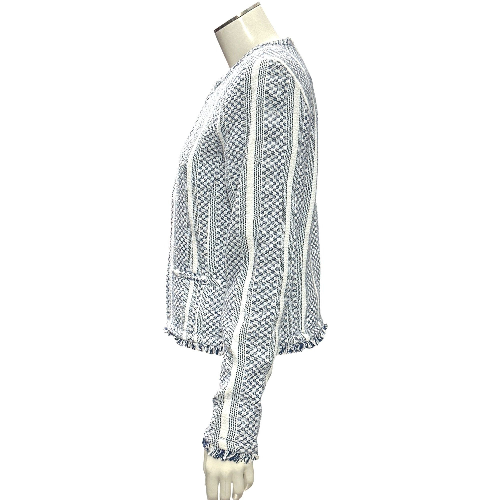 Other Adrienne Vittadini Small Woven Cotton Fringe Tweed Zip Jacke Size S / US 4 / IT 40 - 4 Thumbnail