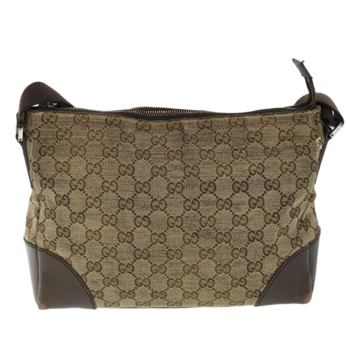 GUCCI GG Canvas Shoulder Bag Beige Brown