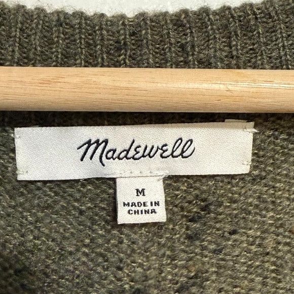 Madewell Madewell Olive Green Speckled V-Neck Sweater Size M Size M / US 6-8 / IT 42-44 - 3 Thumbnail