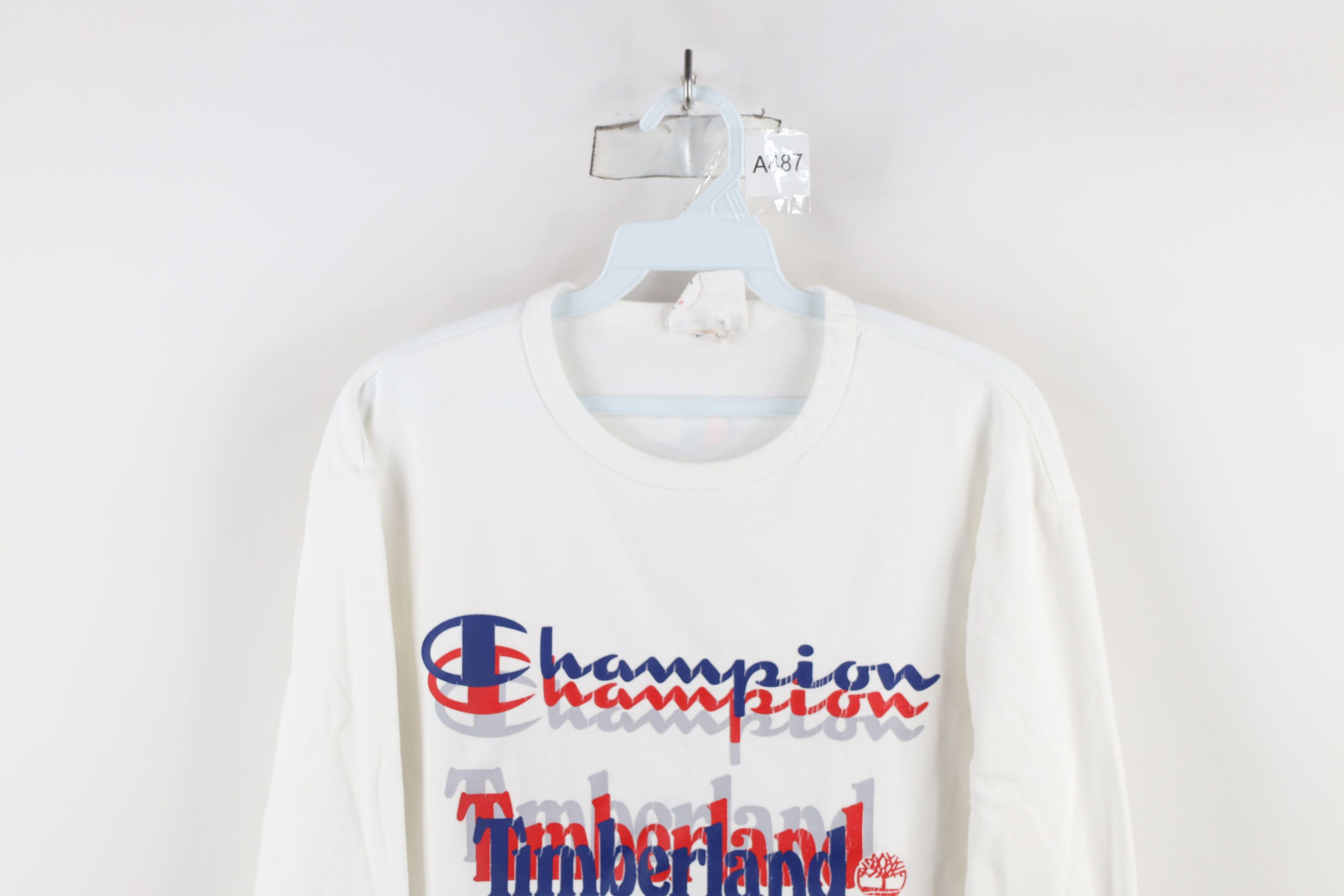 Champion × Vintage Champion x Timberland Spell Out Long Sleeve T-Shirt White Size US M / EU 48-50 / 2 - 2 Thumbnail