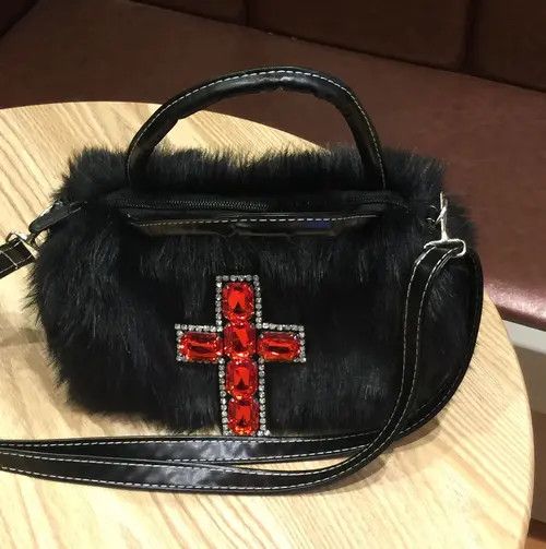 Vintage Gothic Soft Black Cross Handbag Size ONE SIZE - 1 Thumbnail