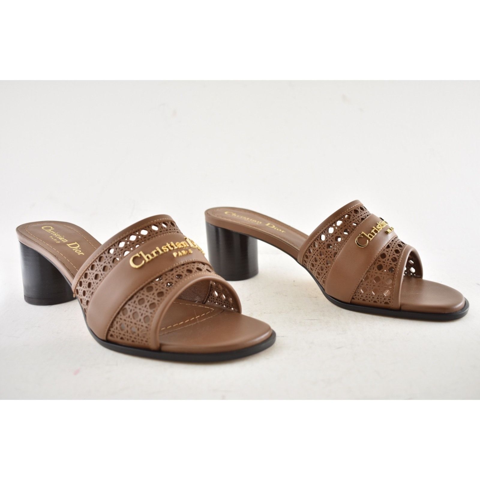 Dior Dior D-Lane Down Town Brown Leather Slide Heel Sandal 39 Size US 9 / IT 39 - 6 Thumbnail