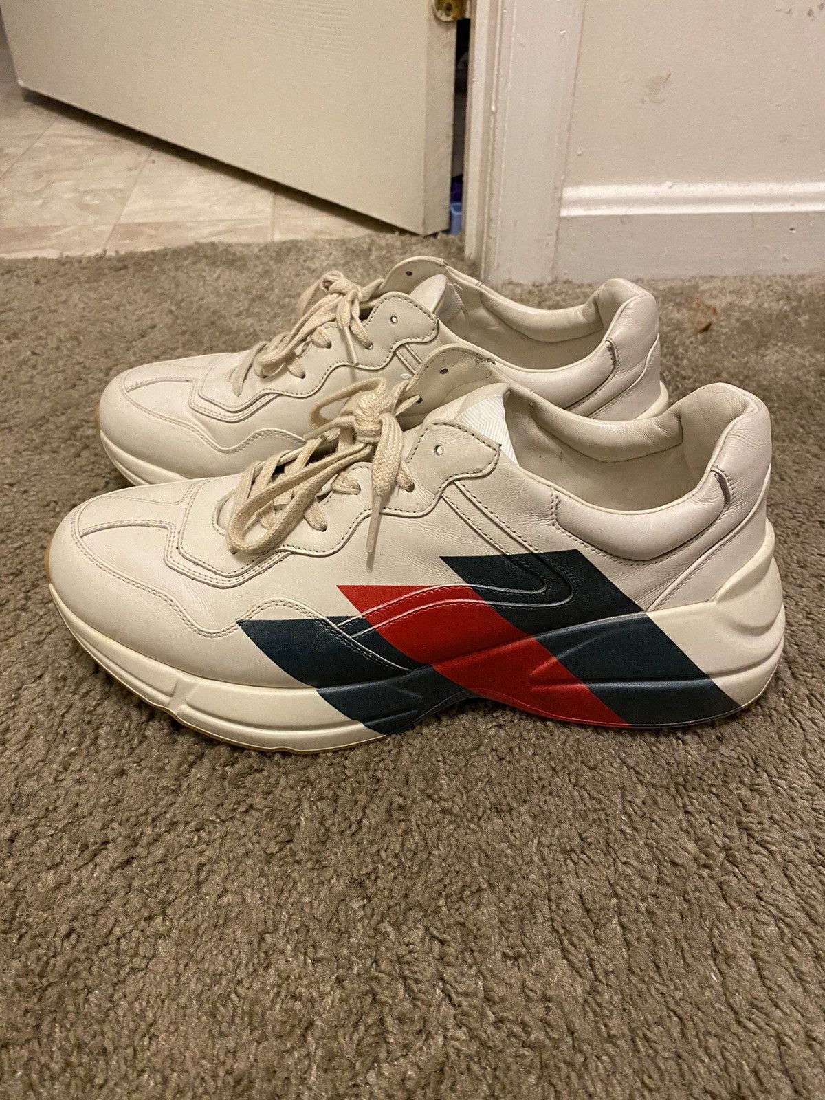 Gucci Gucci Men's White Leather Rhyton Sneaker Size US 10.5 / EU 43-44 - 2 Thumbnail