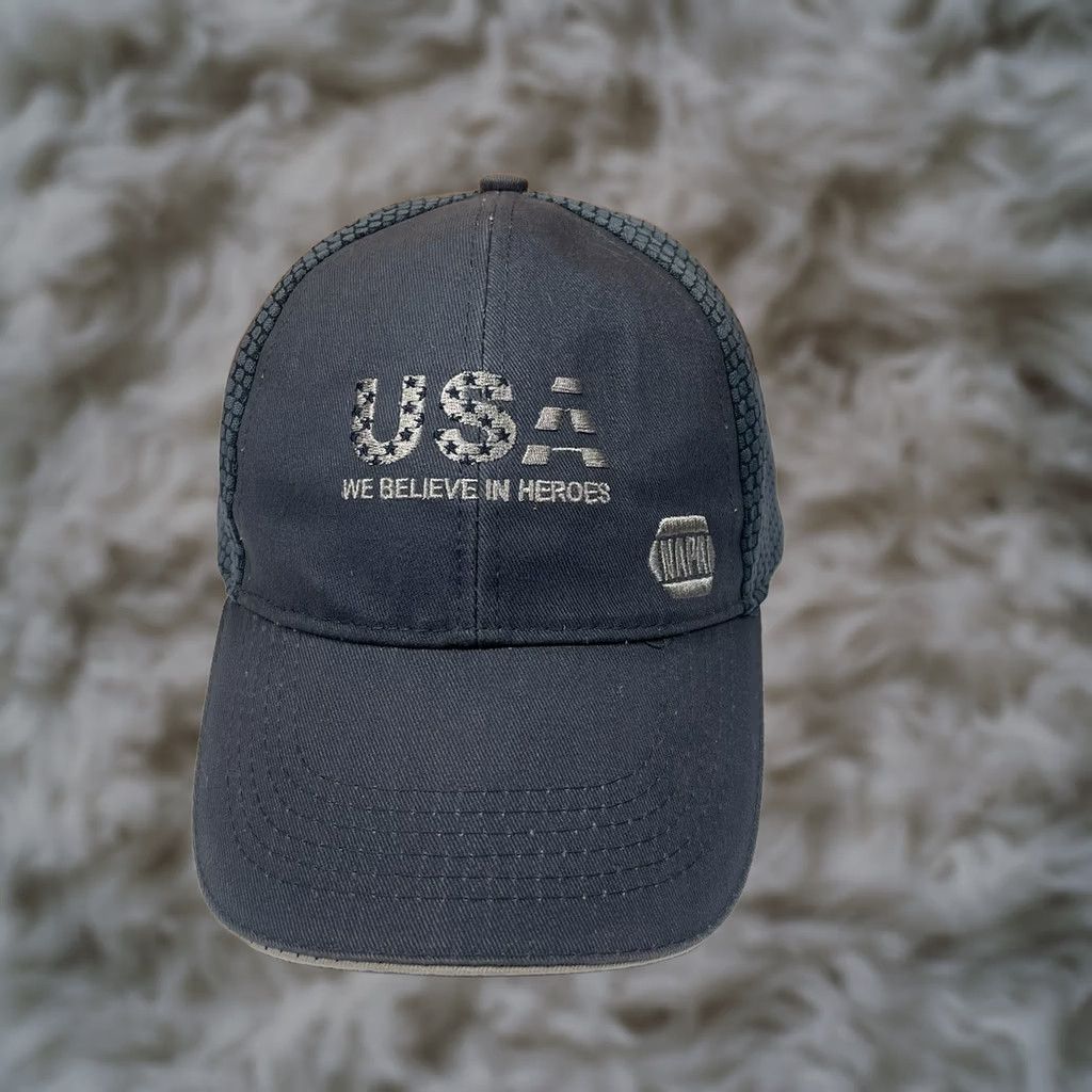 Vintage NAPA We Believe In Heroes Fallen Heroes Foundation Adult Adjustable Hat Cap Grey Unisex Boys Girls Mens Womens StrapBack Cap Size ONE SIZE - 1 Thumbnail