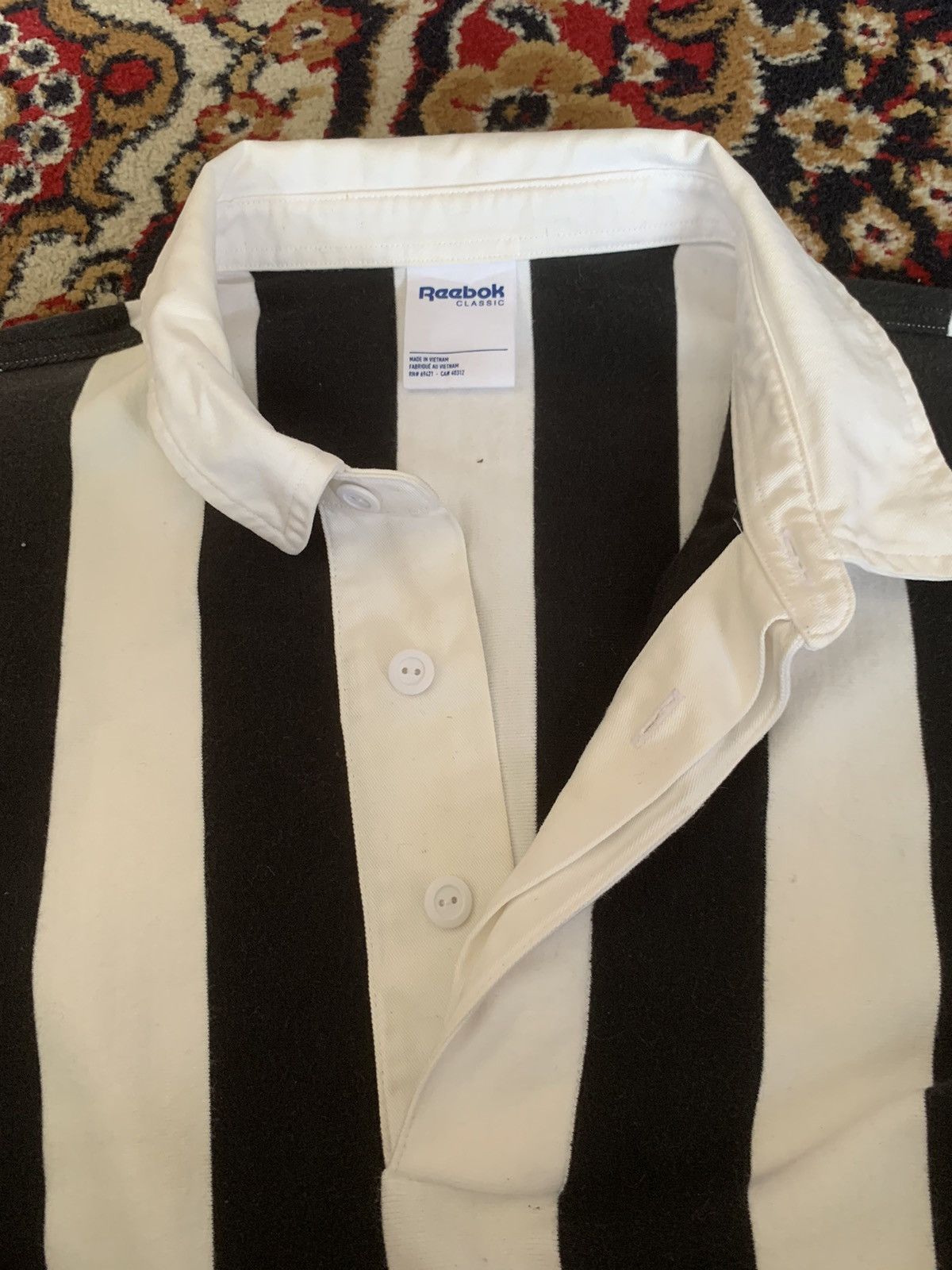 Reebok × Rugby Ralph Lauren × Solid and Striped Reebok Mens Black Vertical Black Long Sleeve Polo Rugby Size US L / EU 52-54 / 3 - 4 Thumbnail