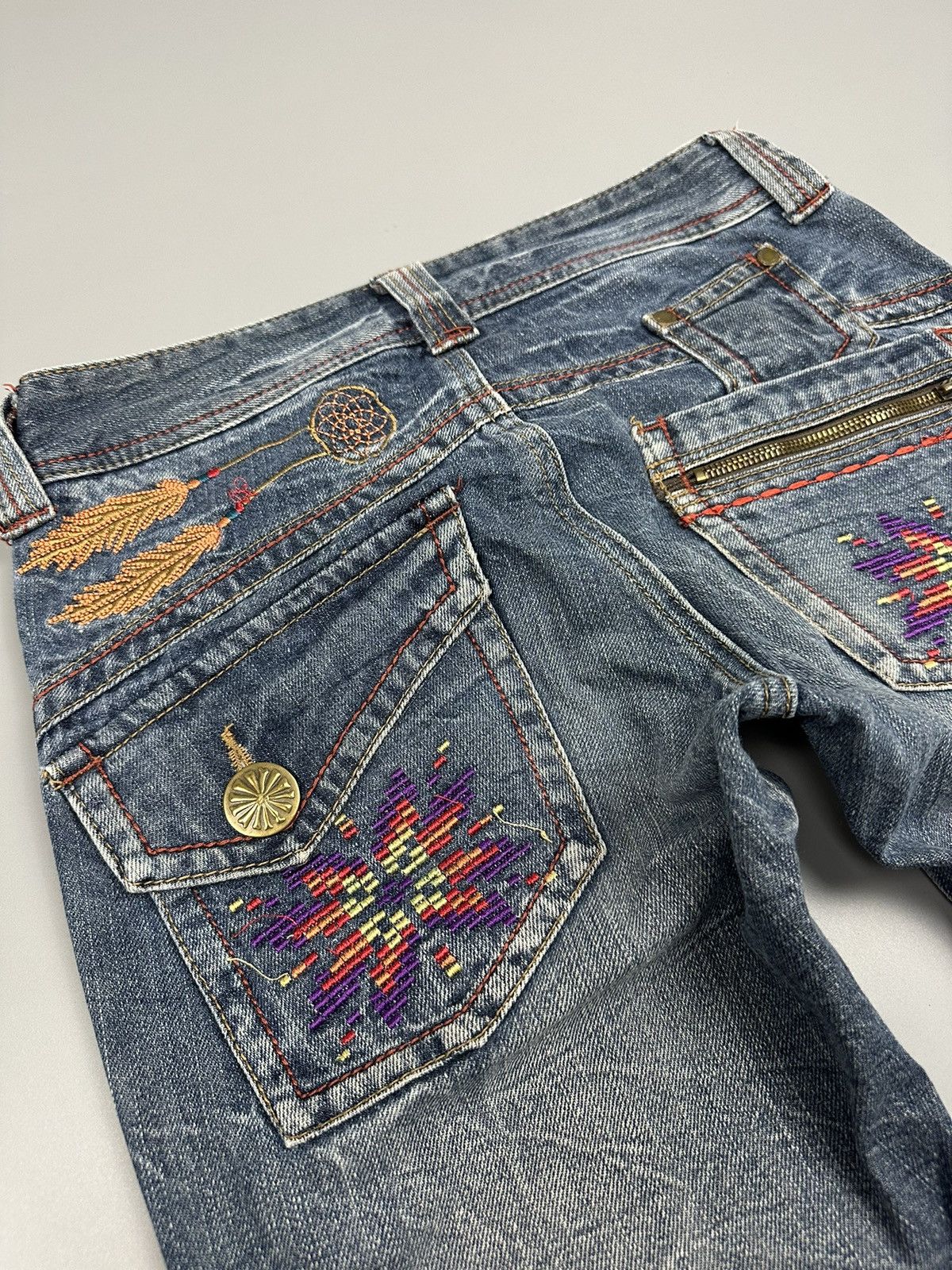 If Six Was Nine × Le Grande Bleu (L.G.B.) Japanese Style Embroidered Flared Jeans Size US 27 - 10 Thumbnail