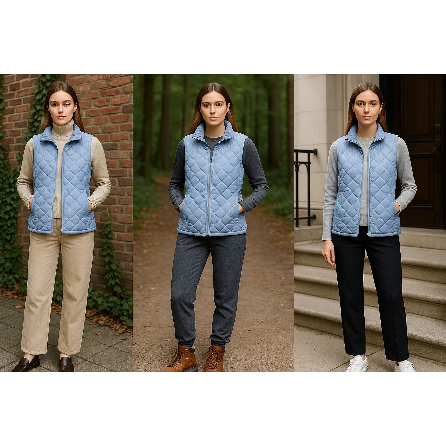 VTG Eddie Bauer Women Premium Goose Down Quilted Vest Blue M