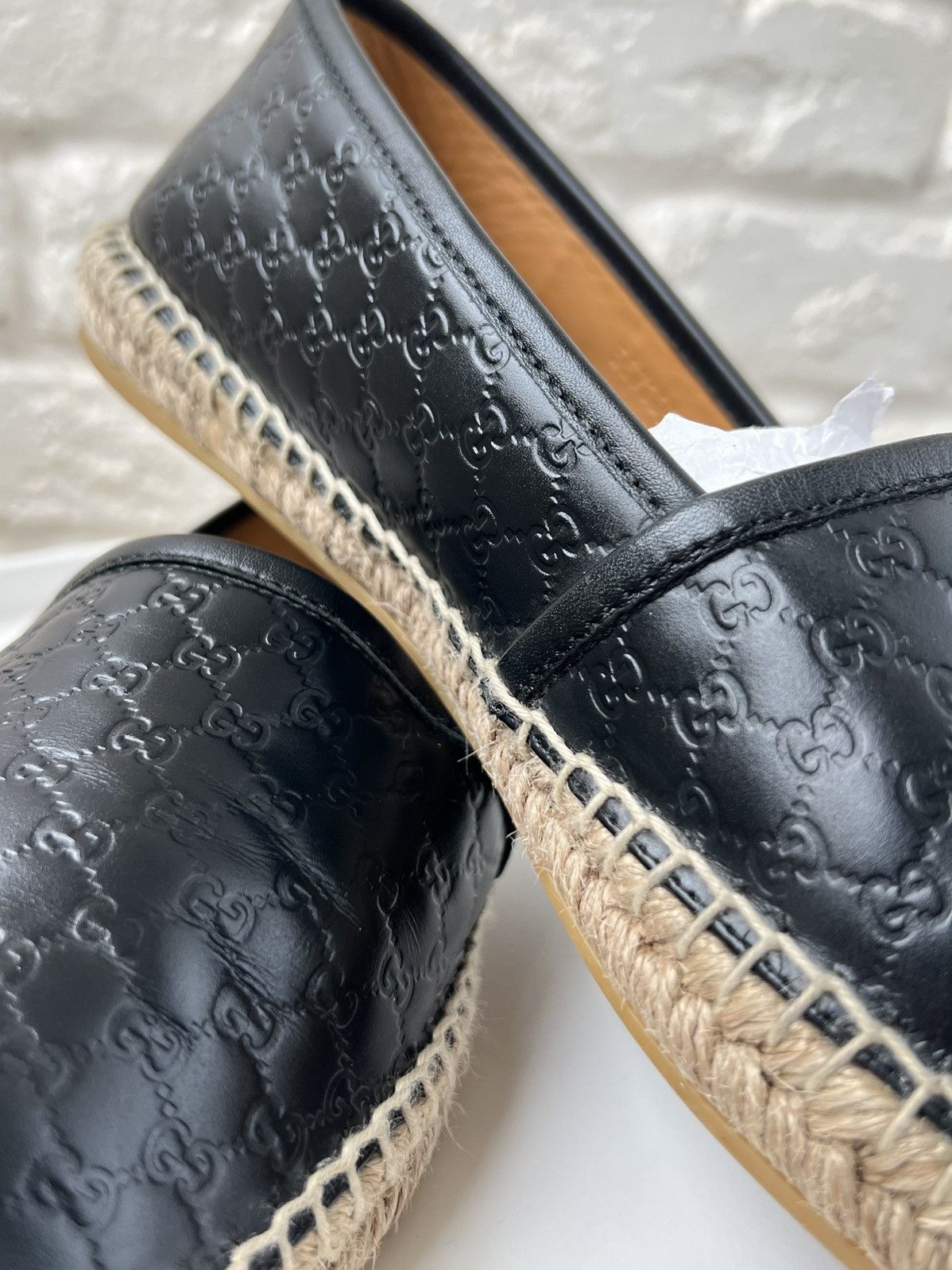 Gucci Gucci GG Monogram Black Leather Espadrilles Shoes Size US 8 / EU 41 - 7 Thumbnail