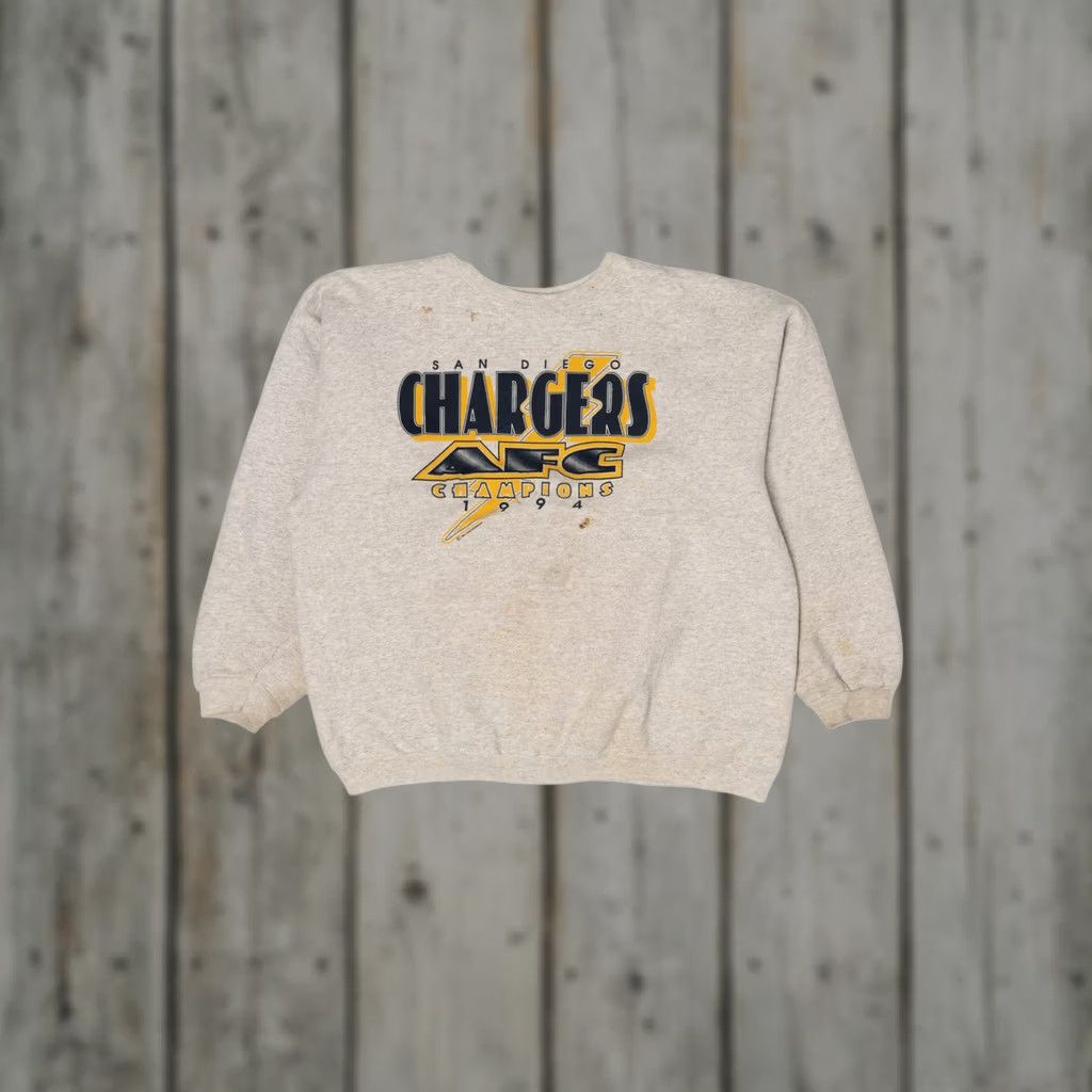 Hanes VINTAGE San Diego Chargers AFC Champions Sweatshirt 1990s Hanes XL Grey Mens Size US XL / EU 56 / 4 - 1 Thumbnail