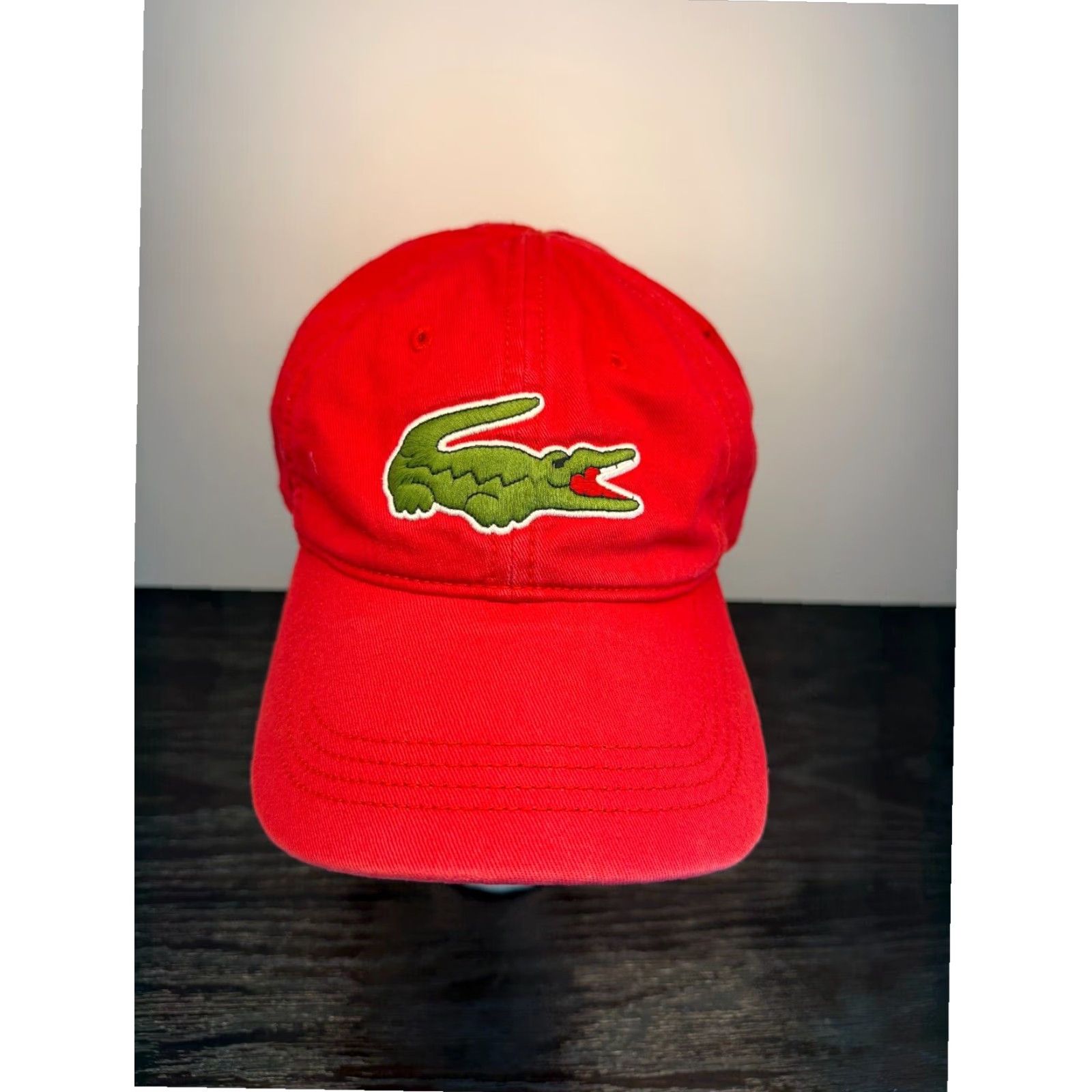 Lacoste Lacoste Golf Hat Mens Red Cotton Strapback Big Crocodile Embroidered Size ONE SIZE - 2 Thumbnail