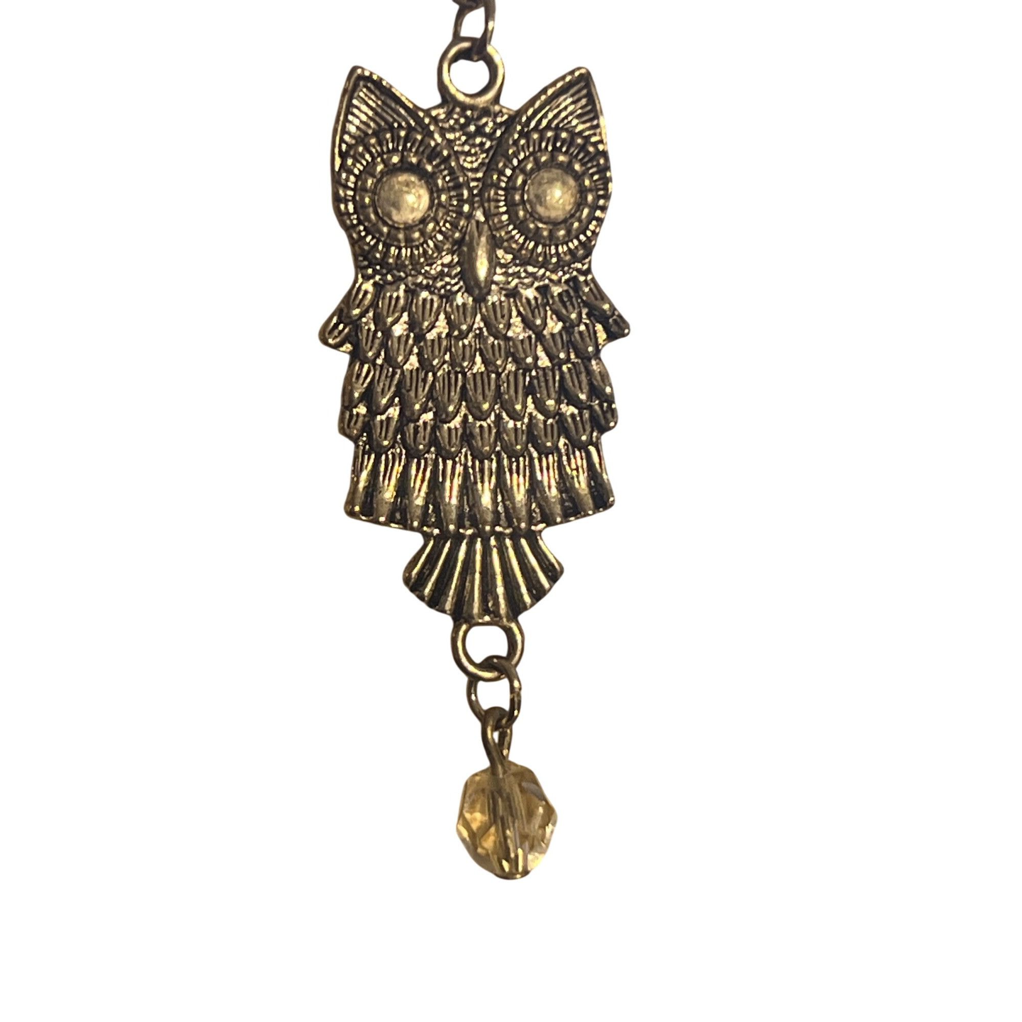 Other Vintage Silver Tone Owl Dangle Earrings Hook Clear Faceted B Size ONE SIZE - 2 Thumbnail