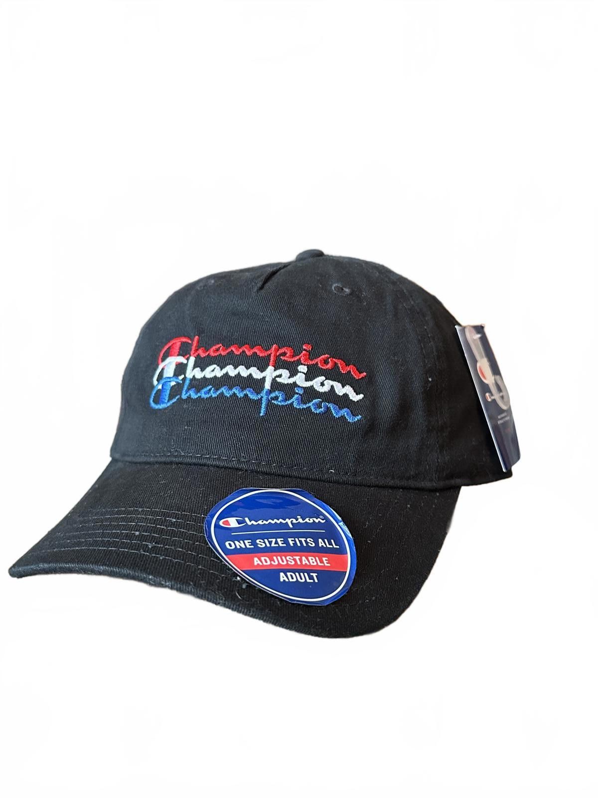 Champion Champion Adjustable Black Baseball Cap with Tri-Color Logo Size ONE SIZE - 1 Thumbnail
