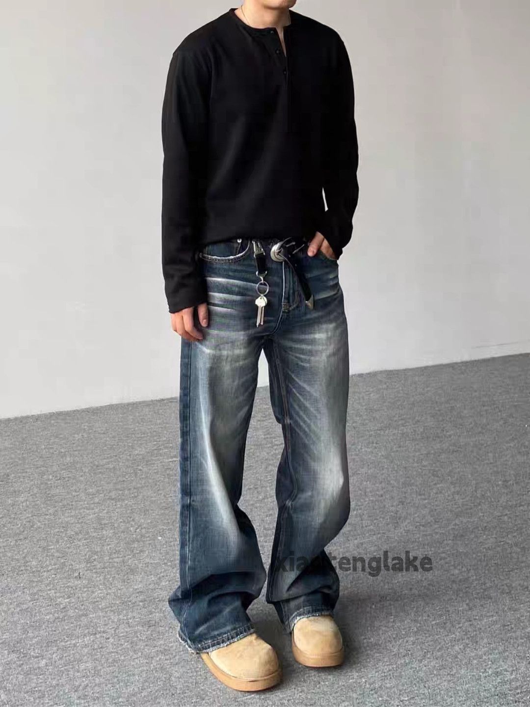 Jean Custom washed faded loose baggy skate hiphop jeans Size US 30 / EU 46 - 7 Thumbnail