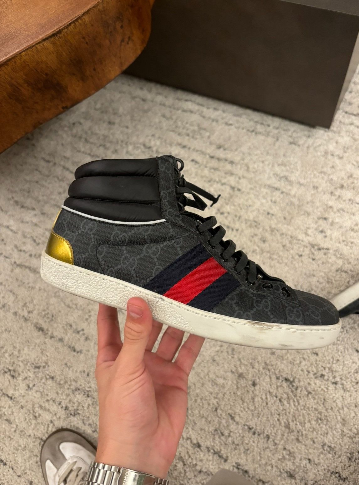 Gucci LEATHER GUCCI ACE GG SNEAKER Size US 7 / IT 37 - 7 Thumbnail
