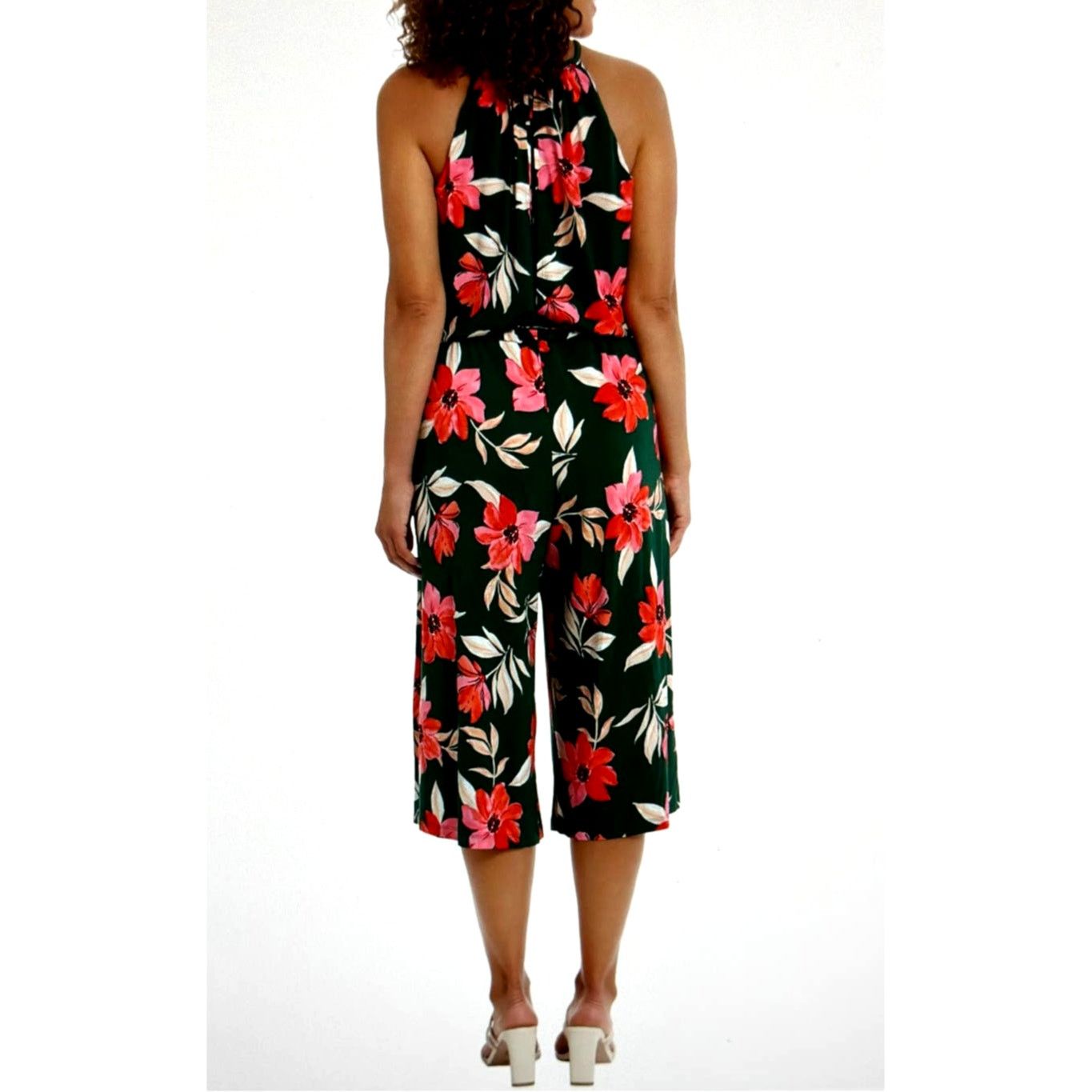 MAGGY LONDON Maggy London Floral Halter Neck Crop Jumpsuit Btrgrncrl 4 Size 27" / US 4 / IT 40 - 5 Thumbnail