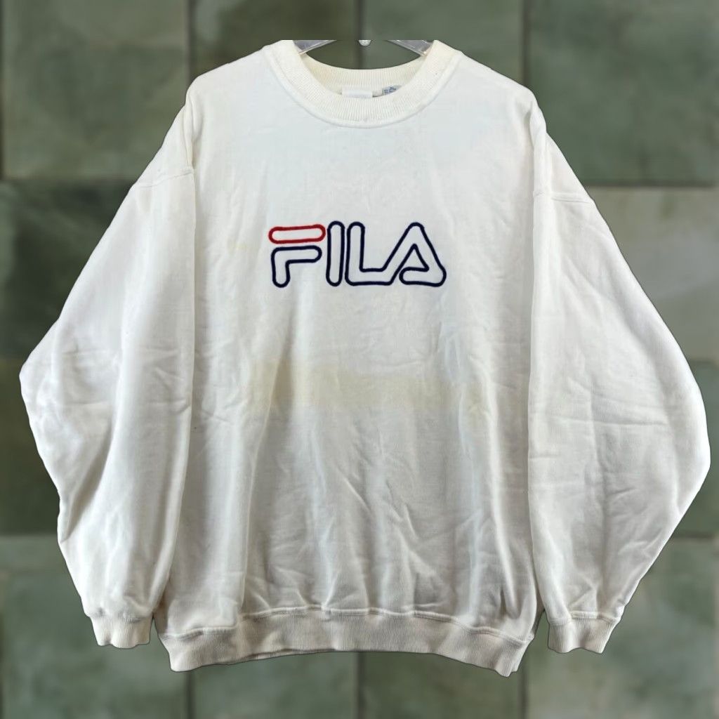 Fila Fila Athletic Sweatshirt XL White Pullover Crew Neck 90s Mens Size US XL / EU 56 / 4 - 1 Thumbnail