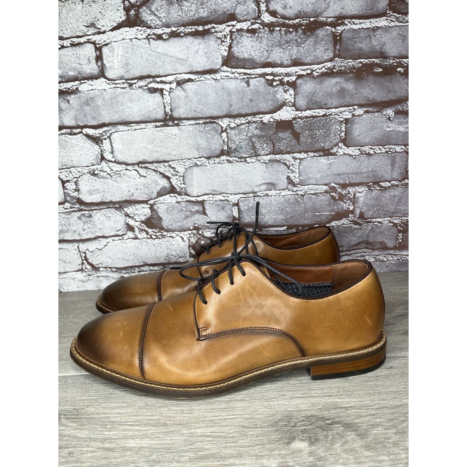 Vince Camuto Vince Camuto Lamson Cognac Brown Leather Dress Oxfords Shoes Size US 12 / EU 45 - 1 Thumbnail