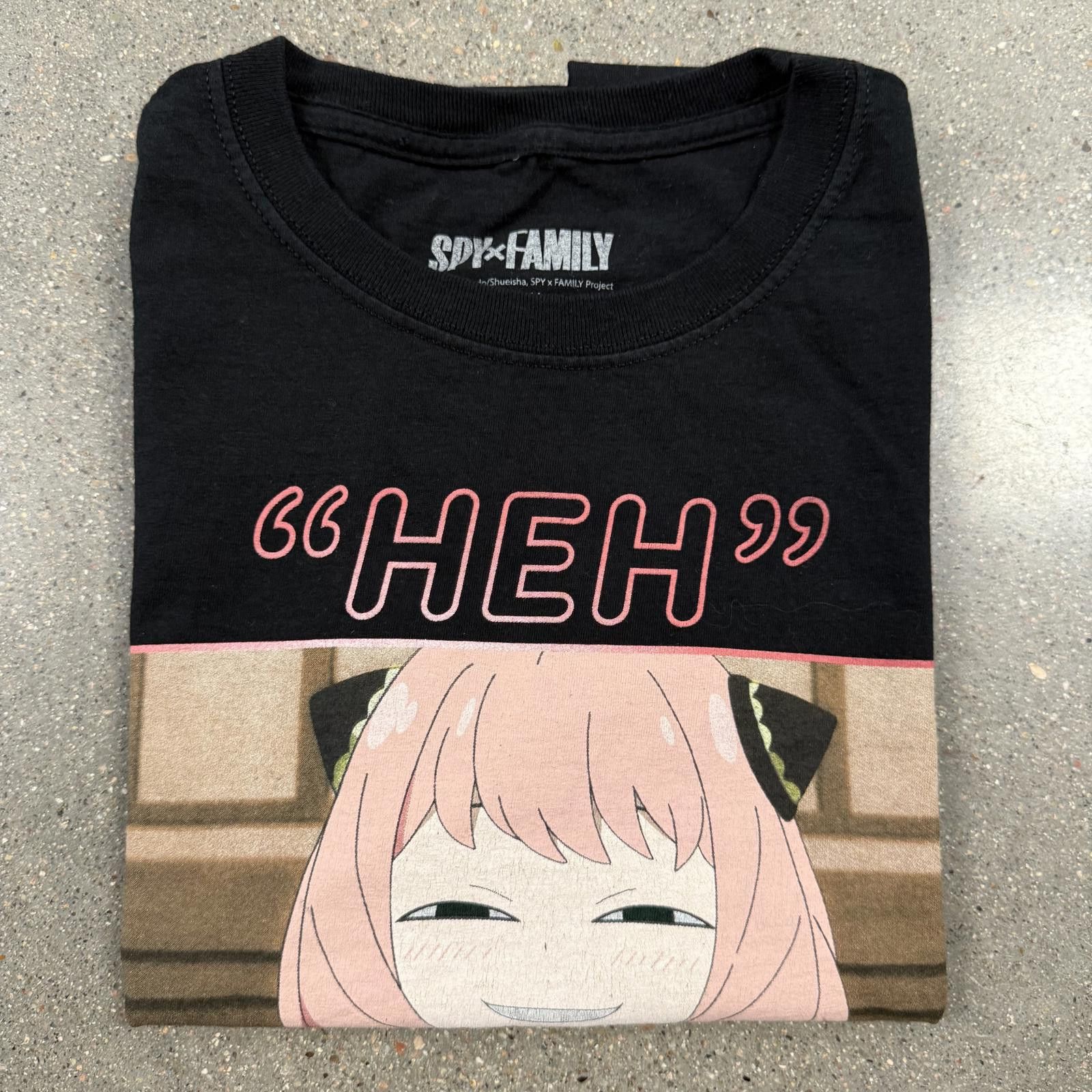 Designer Spy x Family Project Anya HEH Face T-Shirt Black Pink - S Size US L / EU 52-54 / 3 - 7 Thumbnail