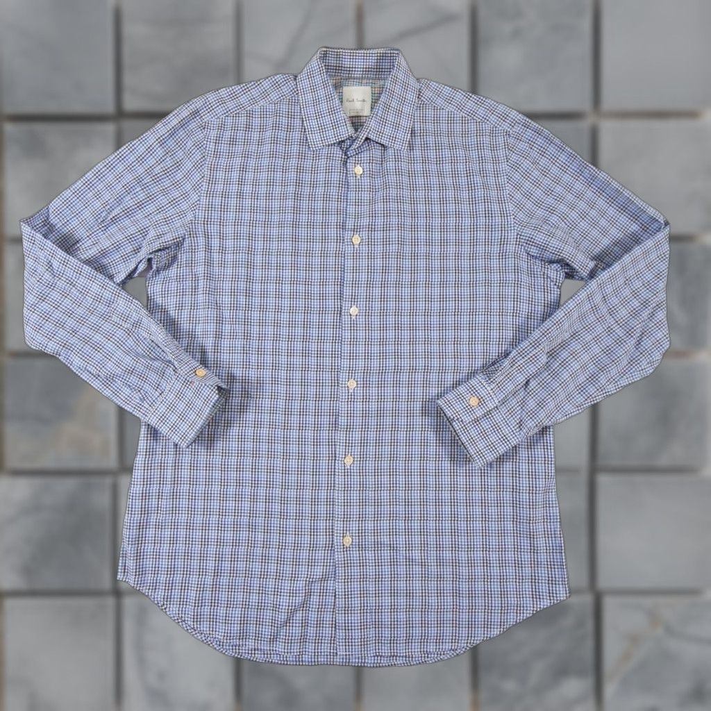 Paul Smith VINTAGE Paul Smith Men's Button Up Shirt Long Sleeve Check Cotton Blue 16" Collared Size US L / EU 52-54 / 3 - 1 Thumbnail
