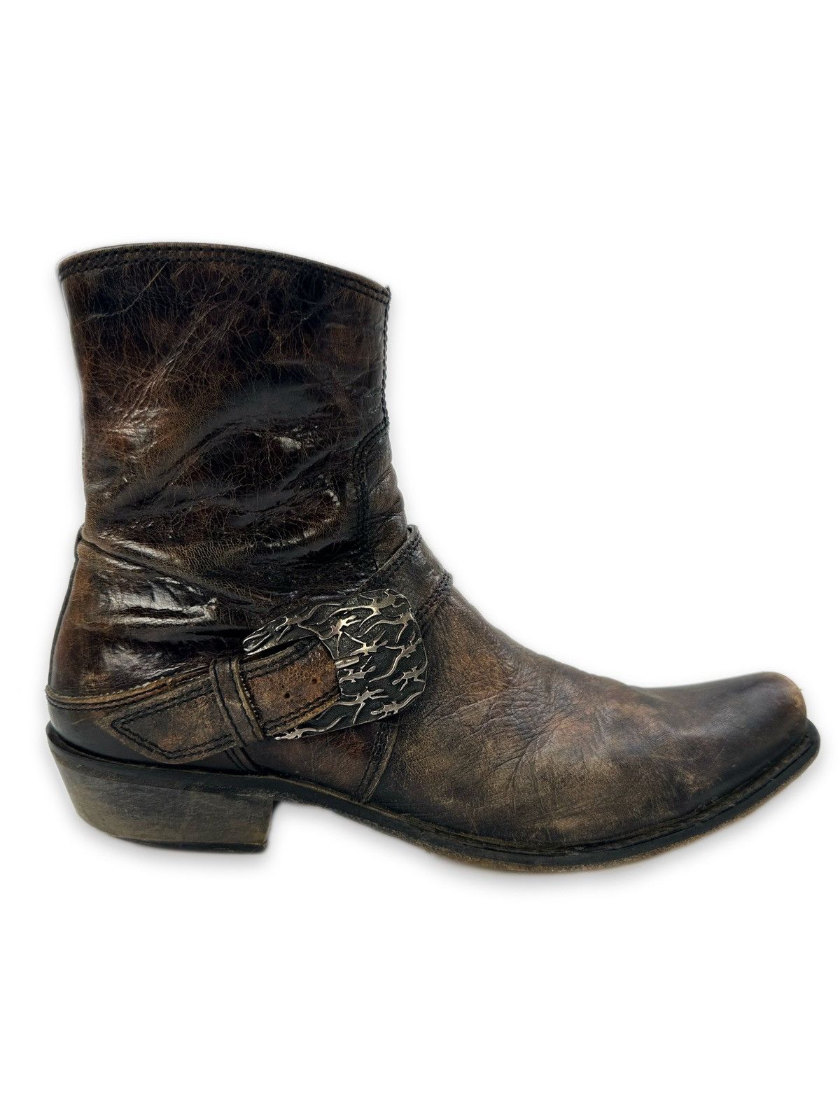 Donald Pliner 00s Donald J. Pliner Western Buckle Brown Leather Boots Size US 8 / EU 41 - 3 Thumbnail