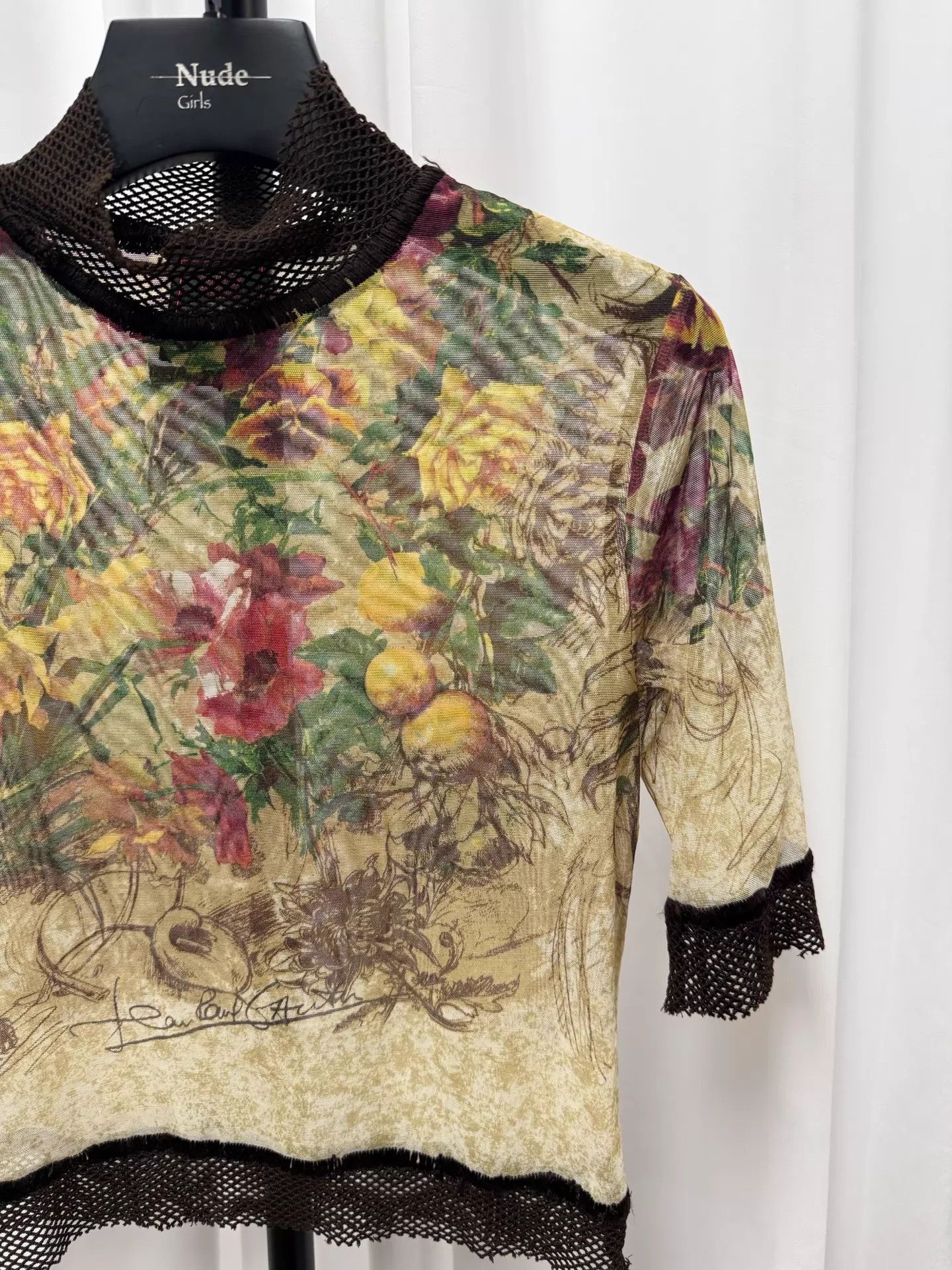 Jean Paul Gaultier JPG Floral Tulle Top Black Mesh Collar/Cuffs 40 Size S / US 4 / IT 40 - 3 Thumbnail