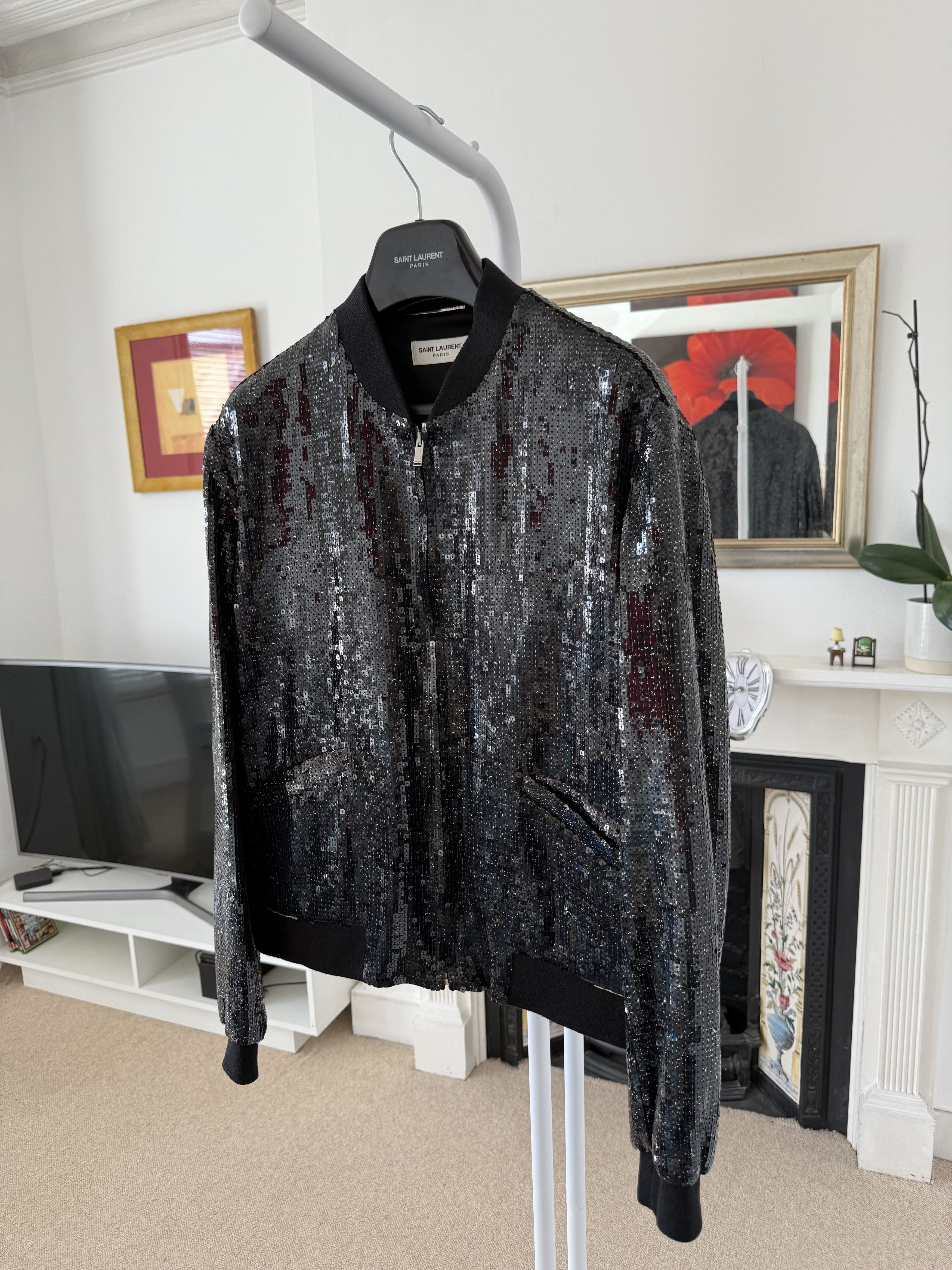 Saint Laurent Paris Saint Laurent Sequin Teddy Bomber Jacket Size US L / EU 52-54 / 3 - 2 Thumbnail