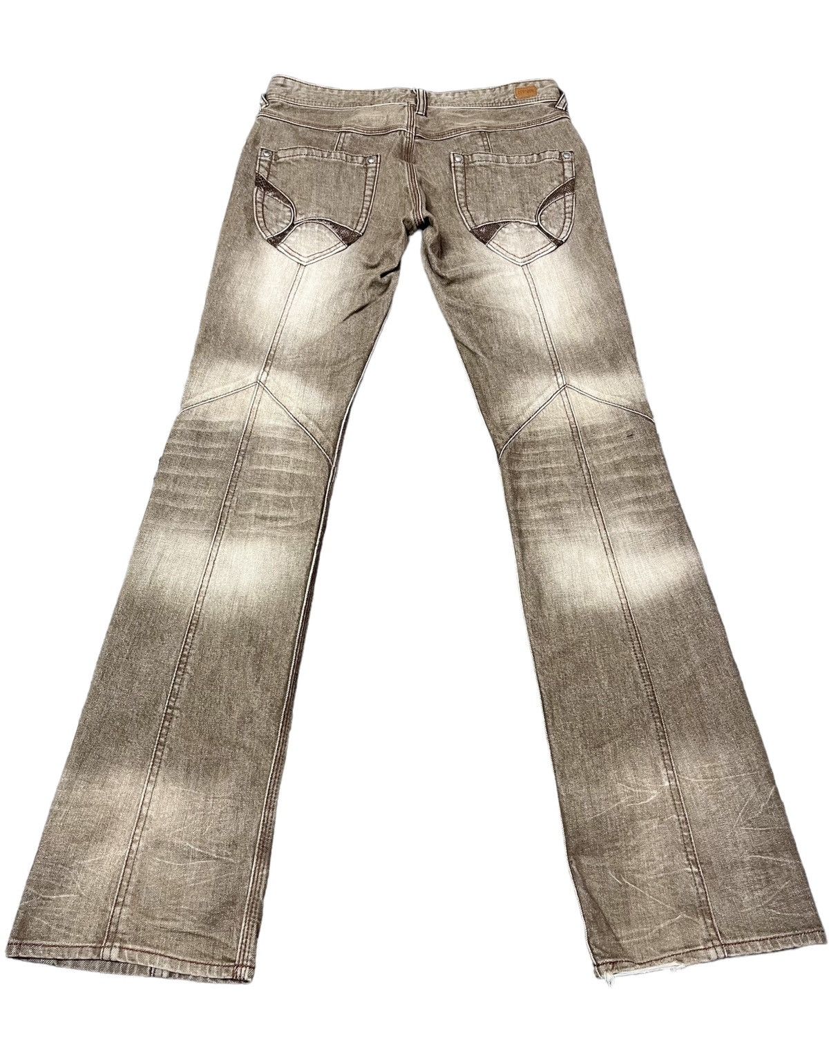 Nicole Club 🔥NICOLE CLUB Distressed Brown Stretch Denim Flare Jeans Size 30" / US 8 / IT 44 - 2 Thumbnail