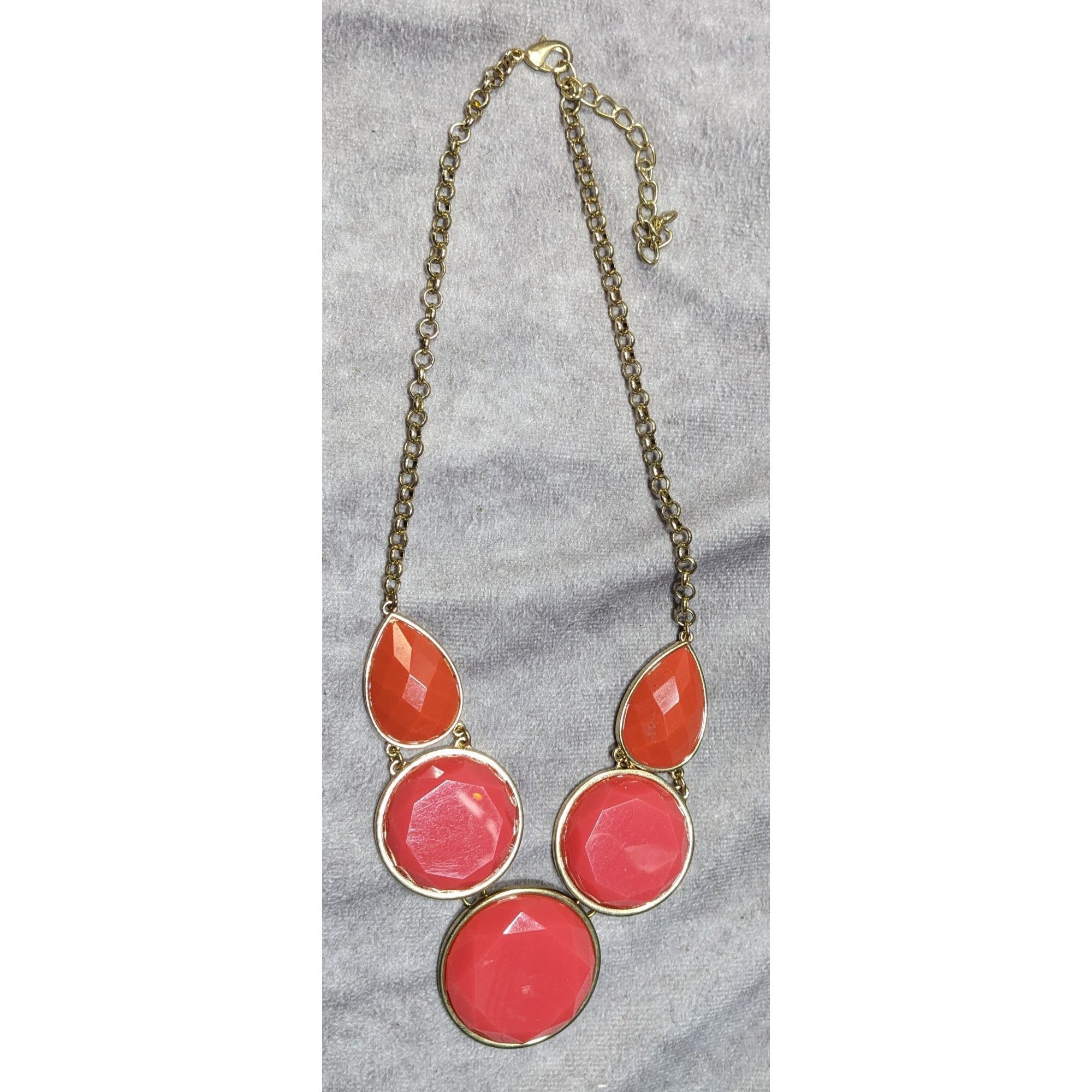 Other Pink And Orange Faceted Gemmed Statement Necklace Size ONE SIZE - 5 Thumbnail