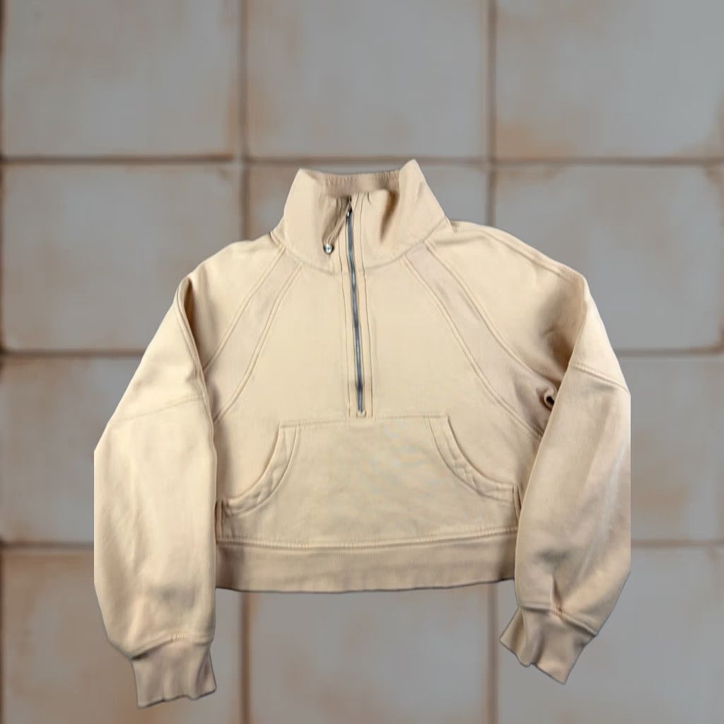 Lululemon Lululemon Scuba Oversized Cropped Sweatshirt Women M/L Peach Orange Half Zip Hoodie Pullover Zipper Activewear Gym & Training Size M / US 6-8 / IT 42-44 - 1 Thumbnail