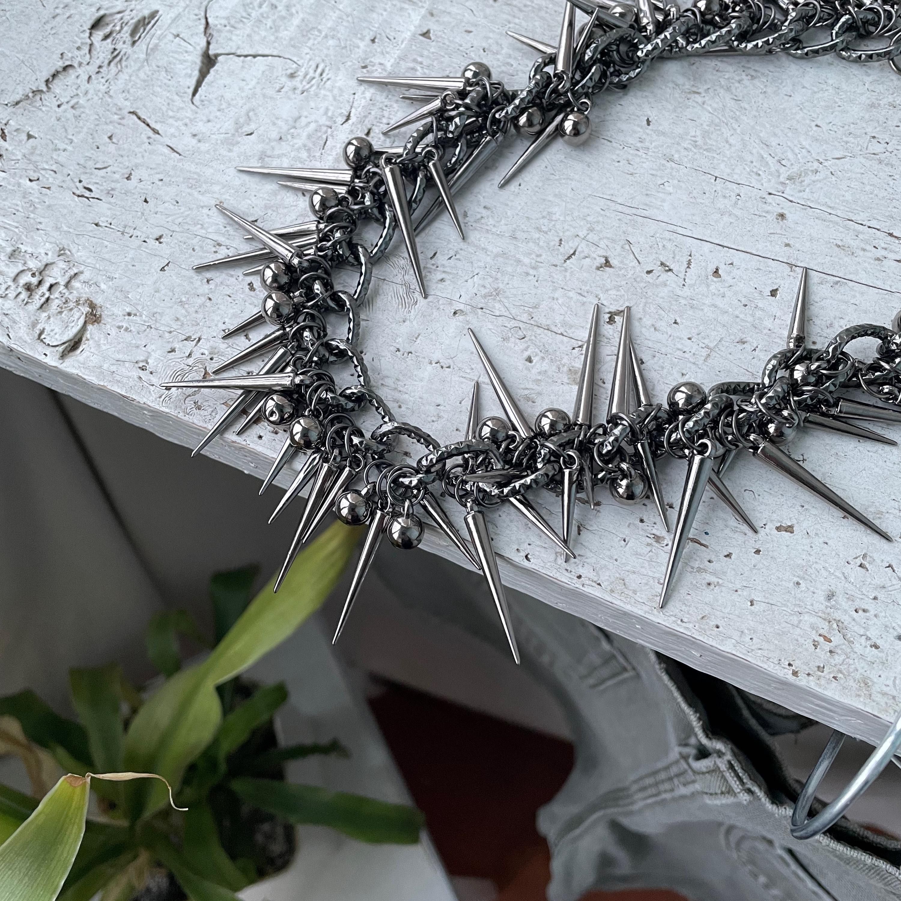 Other Avant Garde Gothic Punk Spiked Choker Necklace y2k Rare Size ONE SIZE - 6 Thumbnail
