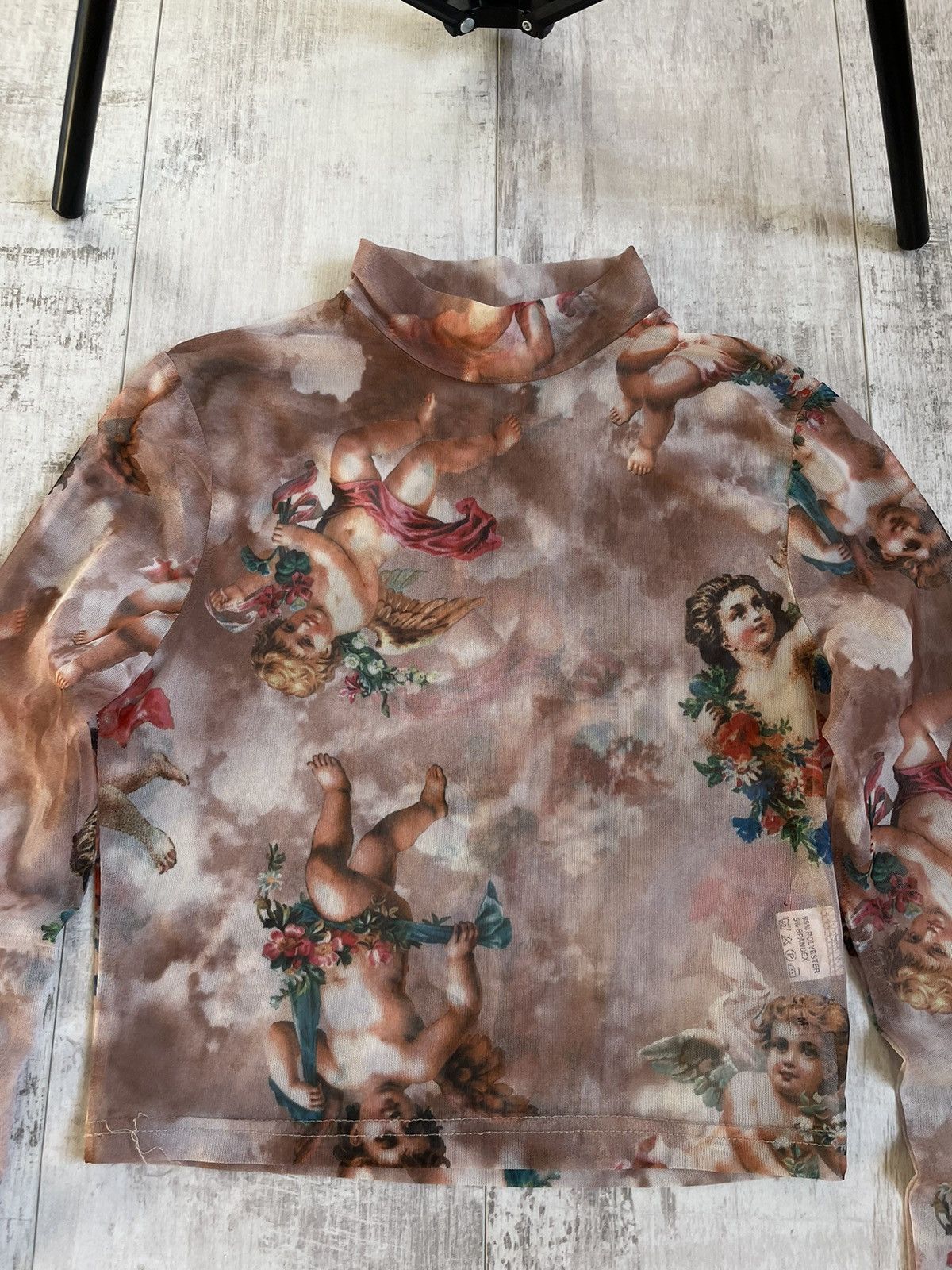 Japanese Brand Y2K Angels 00’s Mesh Avant Garde Crop Long Sleeve RARE Size M / US 6-8 / IT 42-44 - 3 Thumbnail
