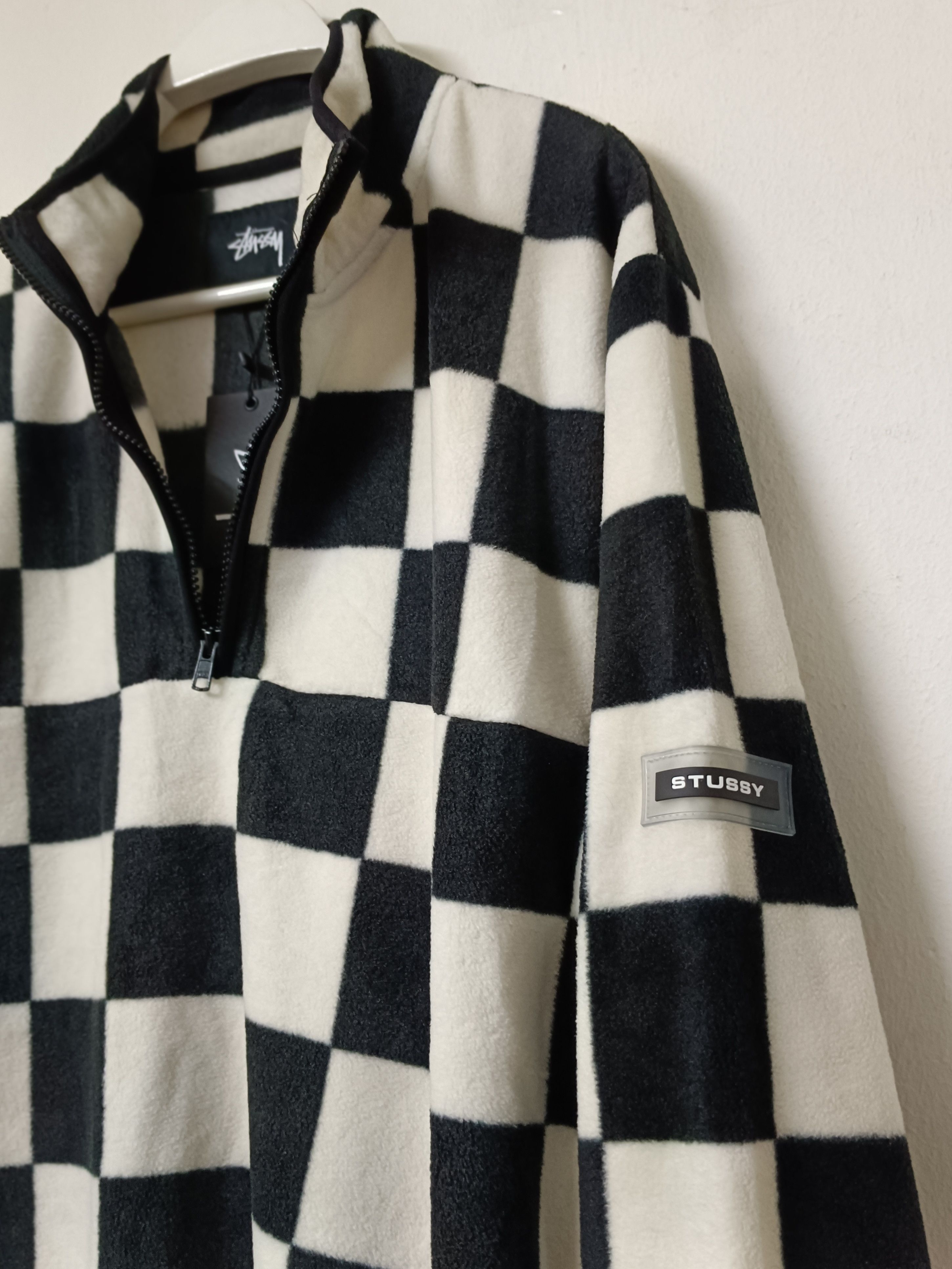 Archival Clothing Hypebeast Stussy Stussy Checkered Mock Neck Fleece Mohair Grailed