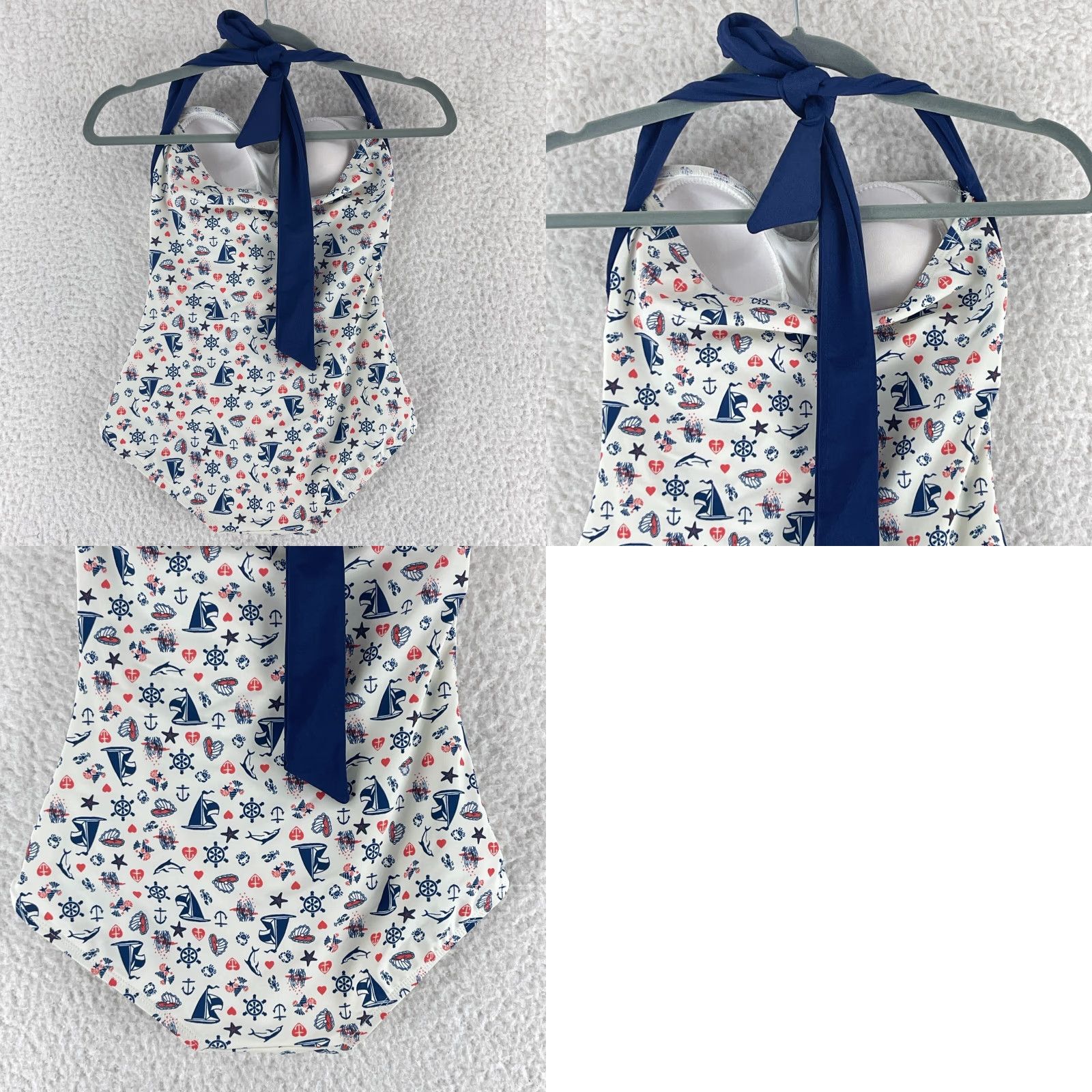 Nautica Girl Howdy Nautical Ruched Halter One Piece Swimsuit Womens Size 6 White USA Size ONE SIZE - 8 Thumbnail