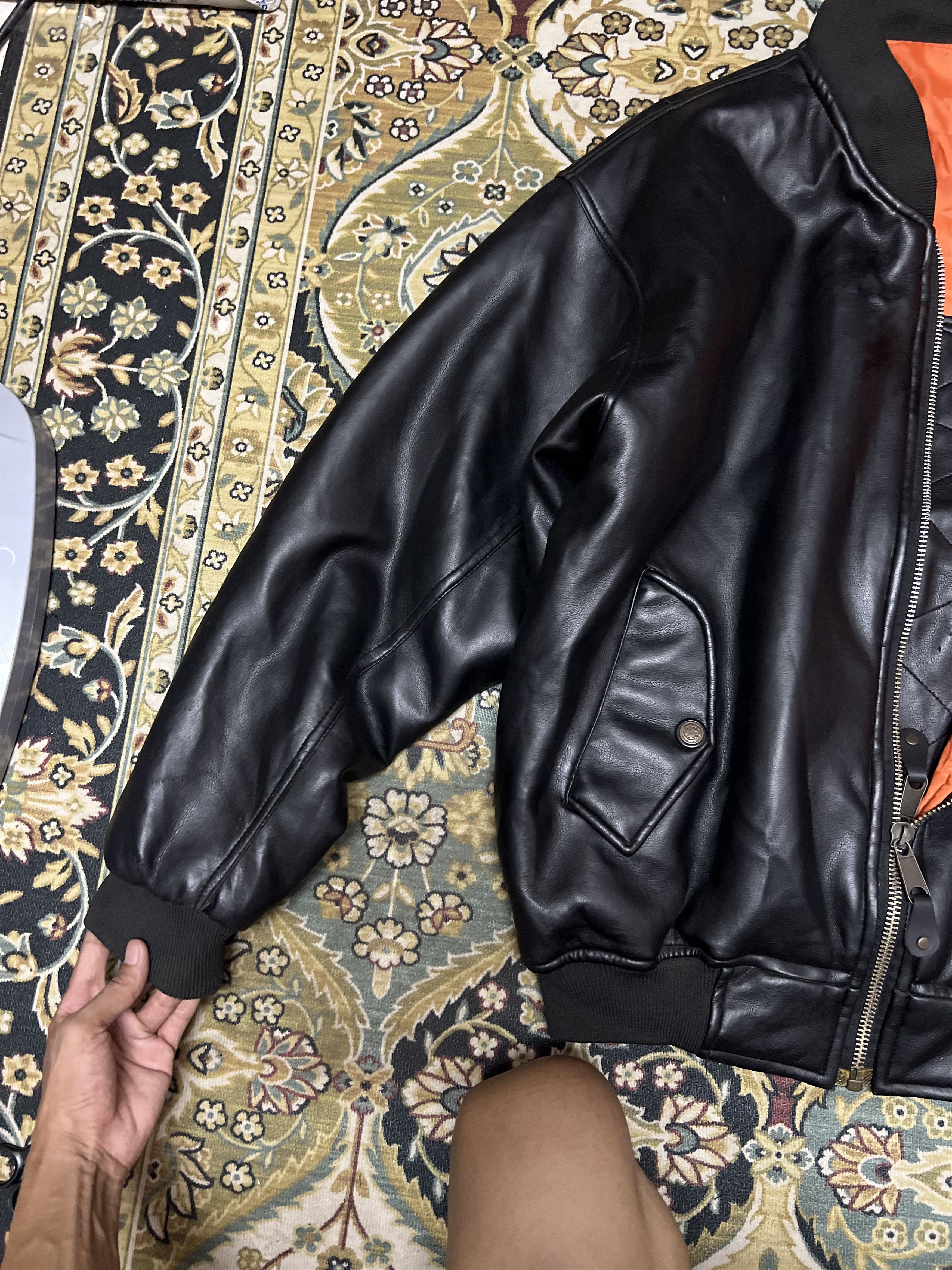 Japanese Brand Japanese Type Ma-1 Military Style Leather Reverible Jacket Size US XXL / EU 58 / 5 - 2 Thumbnail