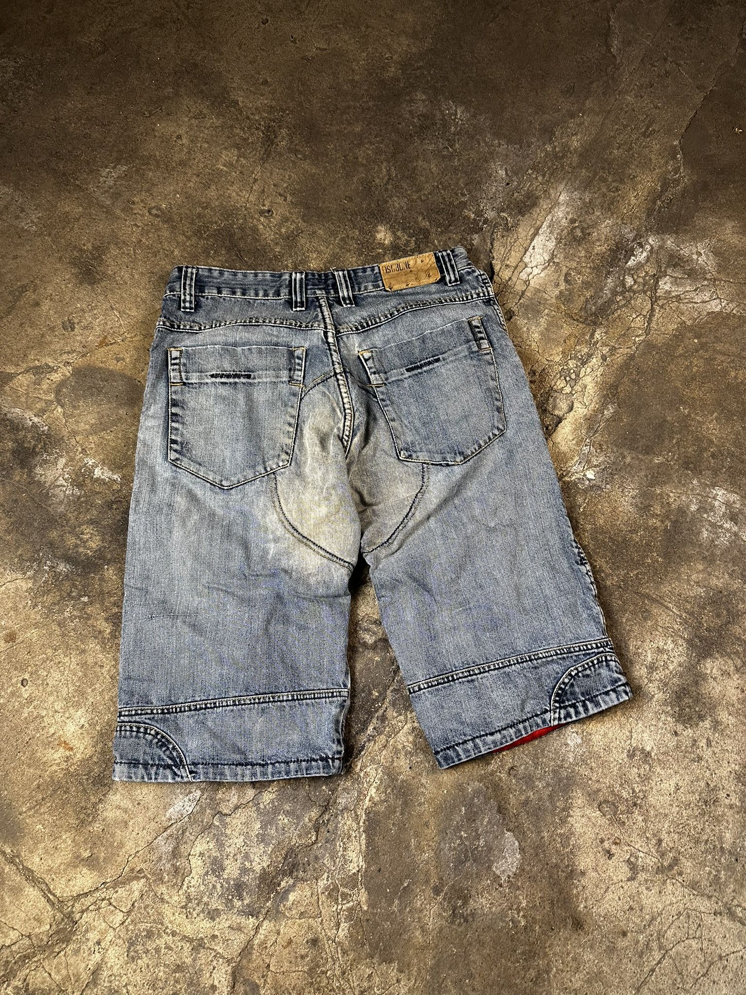 JNCO × Vintage Y2k JNCO Style Fishbone Faded Oversized Jeans Shorts Jorts Size US 34 / EU 50 - 6 Thumbnail