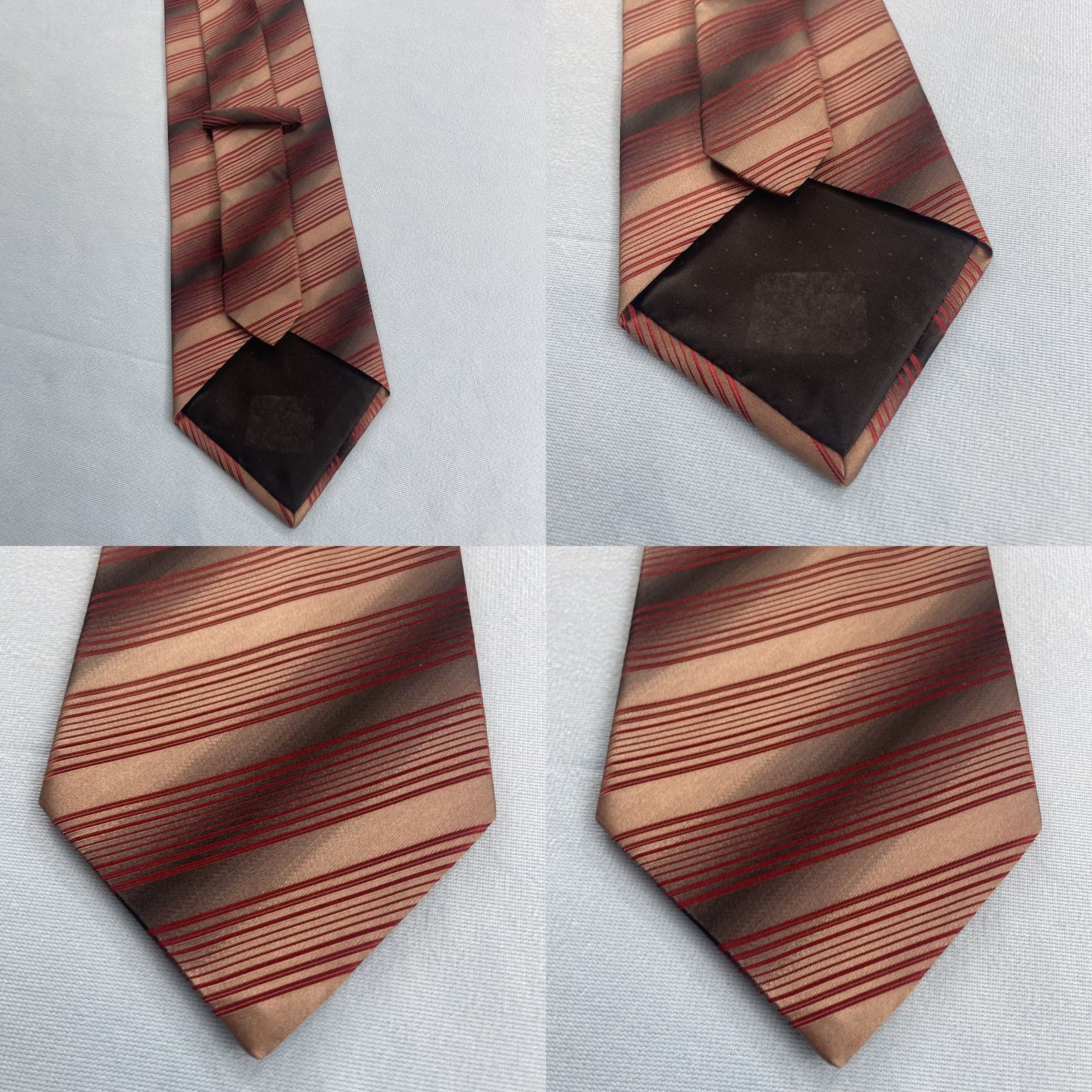 Vintage VINTAGE Repp Geometric Illusion Necktie Silk ITALY 4x57" Silver Red Abstract Pattern Designer Wide Men’s Tie Size ONE SIZE - 8 Thumbnail