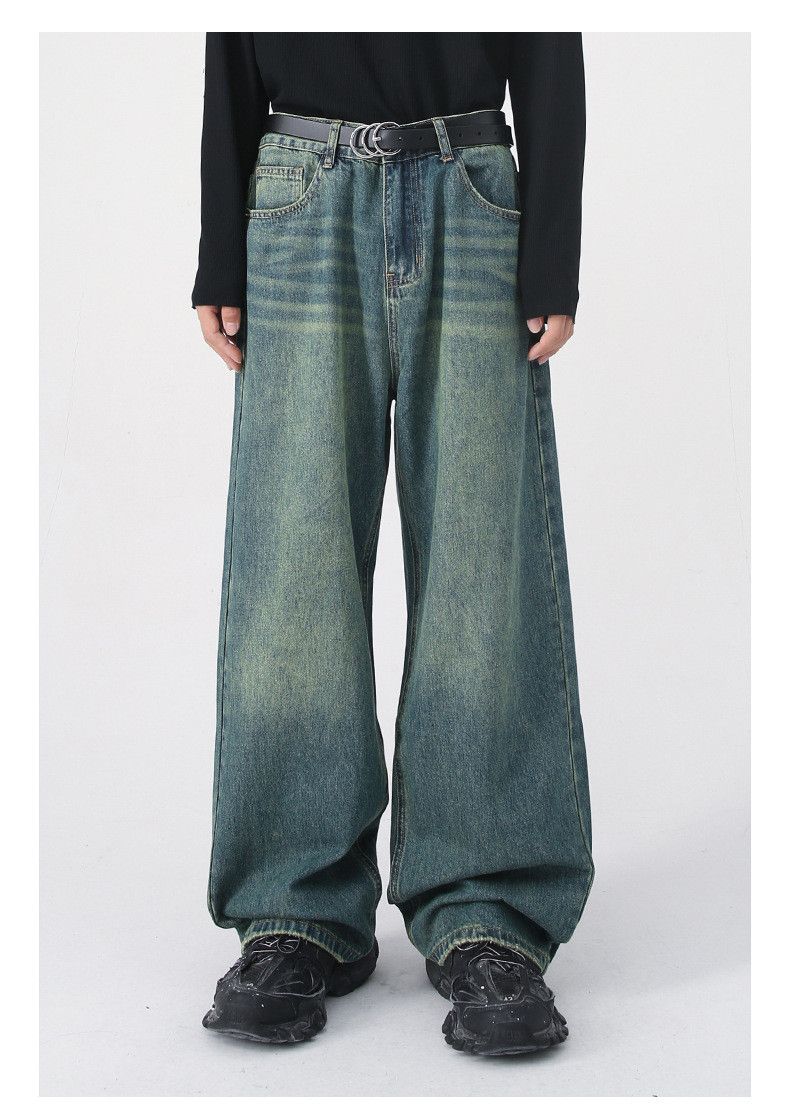 Japanese Brand Retro wide-leg loose straight-leg washed jeans for men Size US 32 / EU 48 - 1 Thumbnail