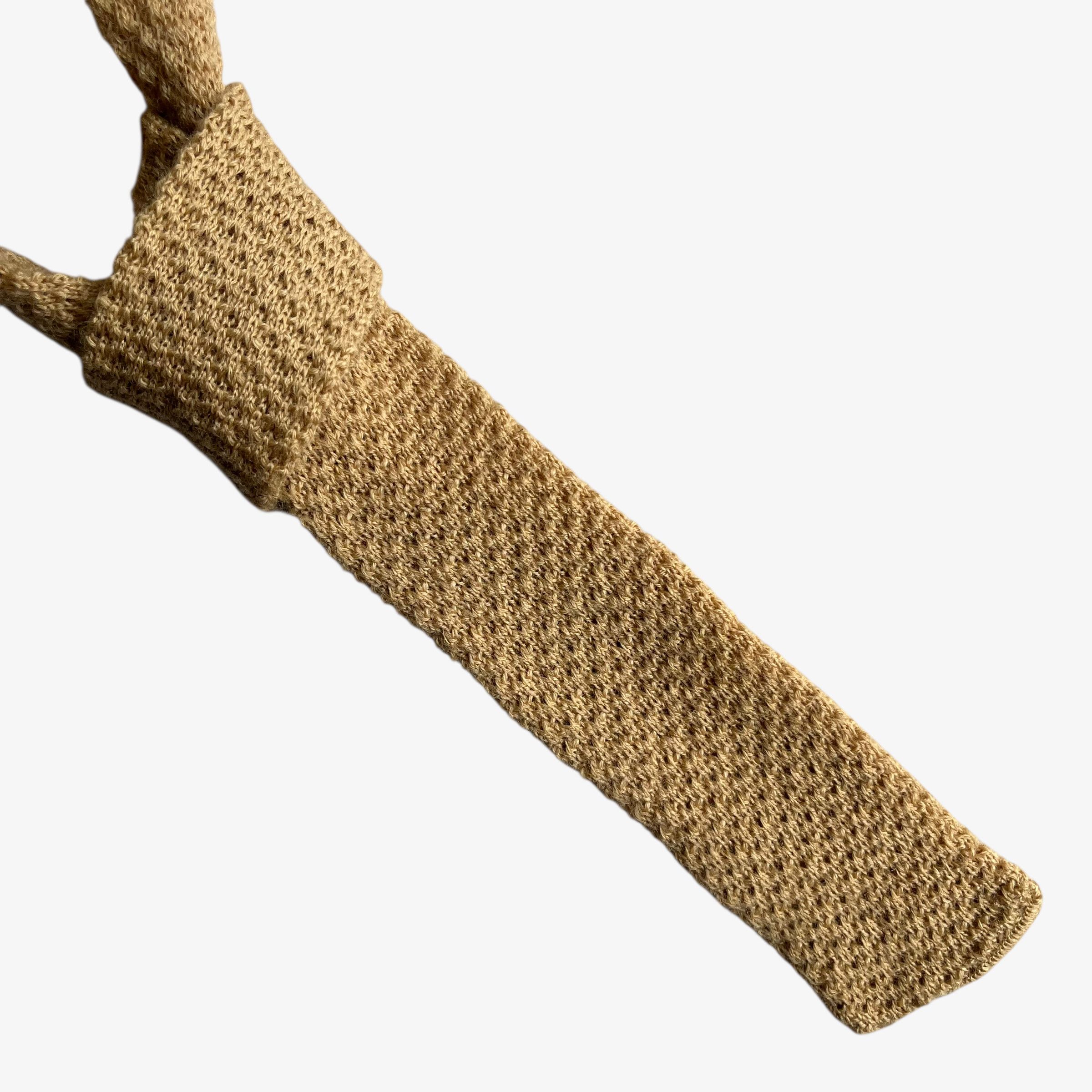 Pendleton Vintage 80s Pendleton Beige Pure Virgin Wool Knitted Tie Size ONE SIZE - 1 Thumbnail
