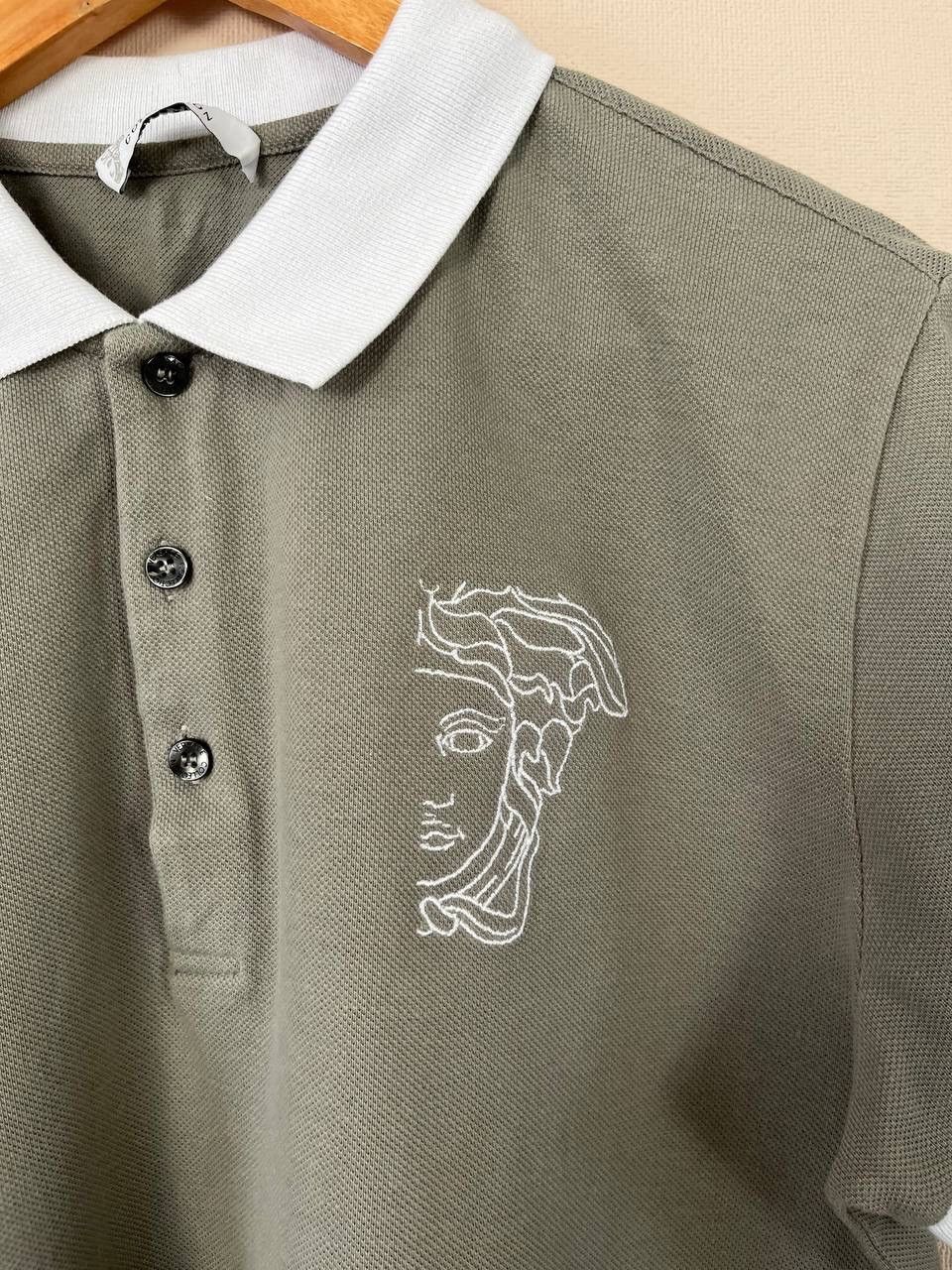 Versace Versace Collection Men's Polo Shirt Gray White L 100% Cotton Size US L / EU 52-54 / 3 - 4 Thumbnail
