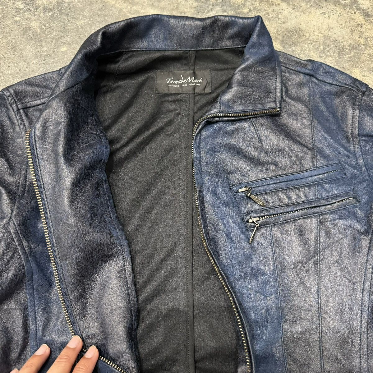 Tornado Mart Tornado Mart Blue Leather Jacket Size US S / EU 44-46 / 1 - 6 Thumbnail