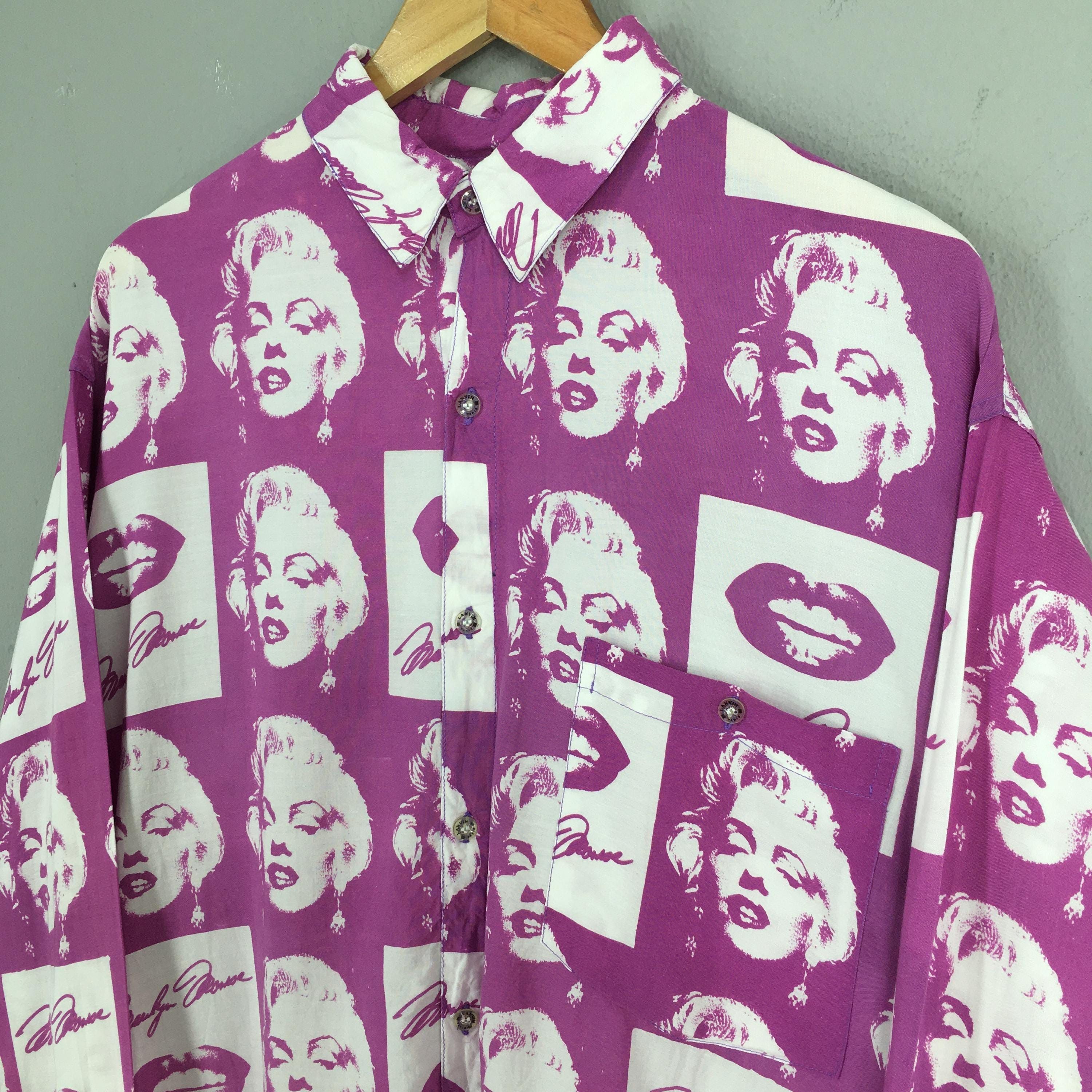 Vintage Vintage 90s Iconic Marilyn Monroe Pink Shirt Large Size US L / EU 52-54 / 3 - 3 Thumbnail